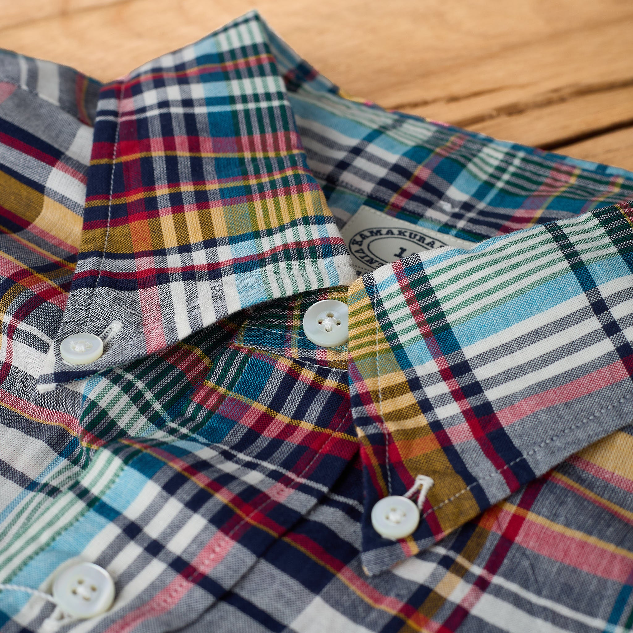 kamakura shirts | vintage ivy button down yellow madras plaid shirt - Image 2
