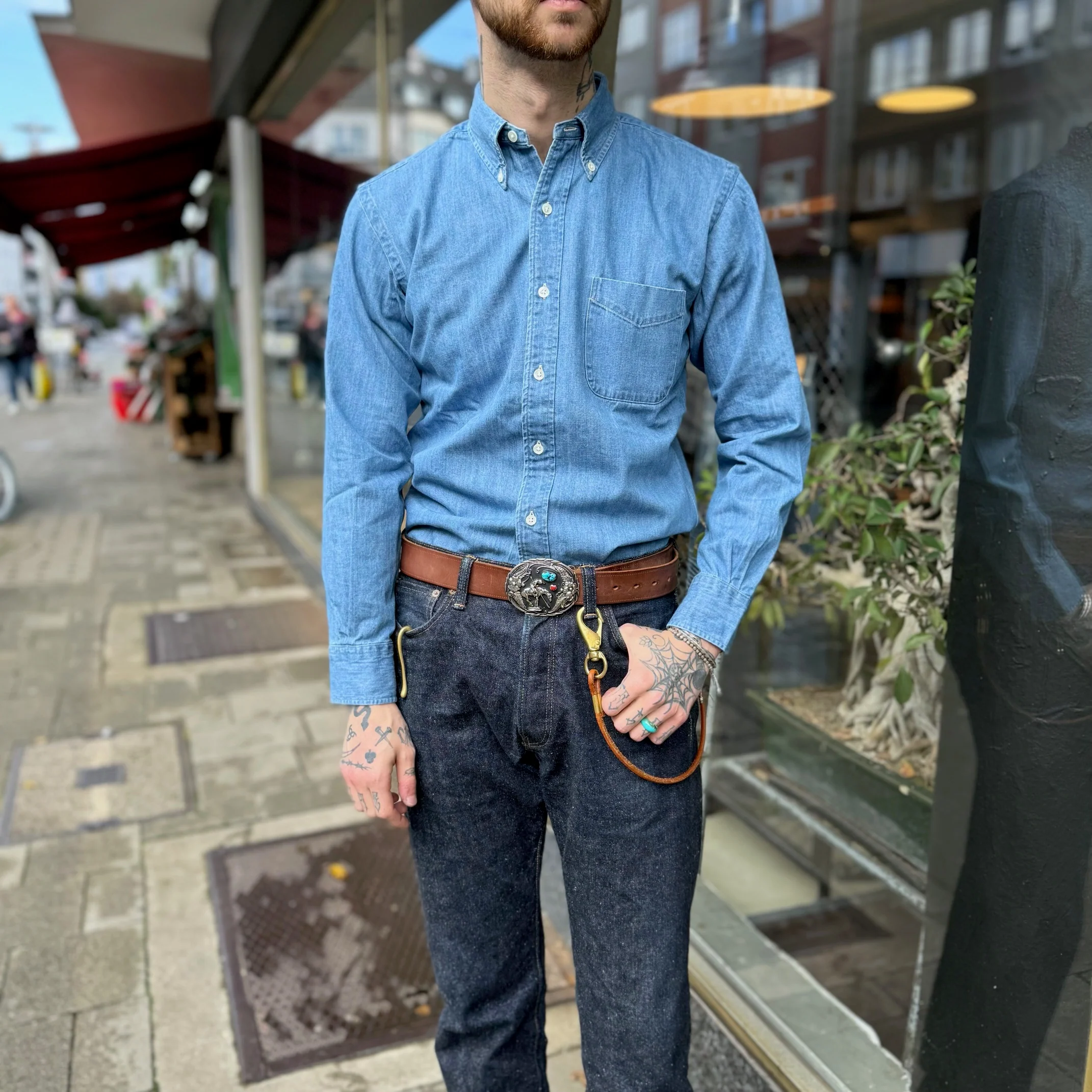 kamakura shirts | vintage ivy japanese denim 7oz - used - Image 3