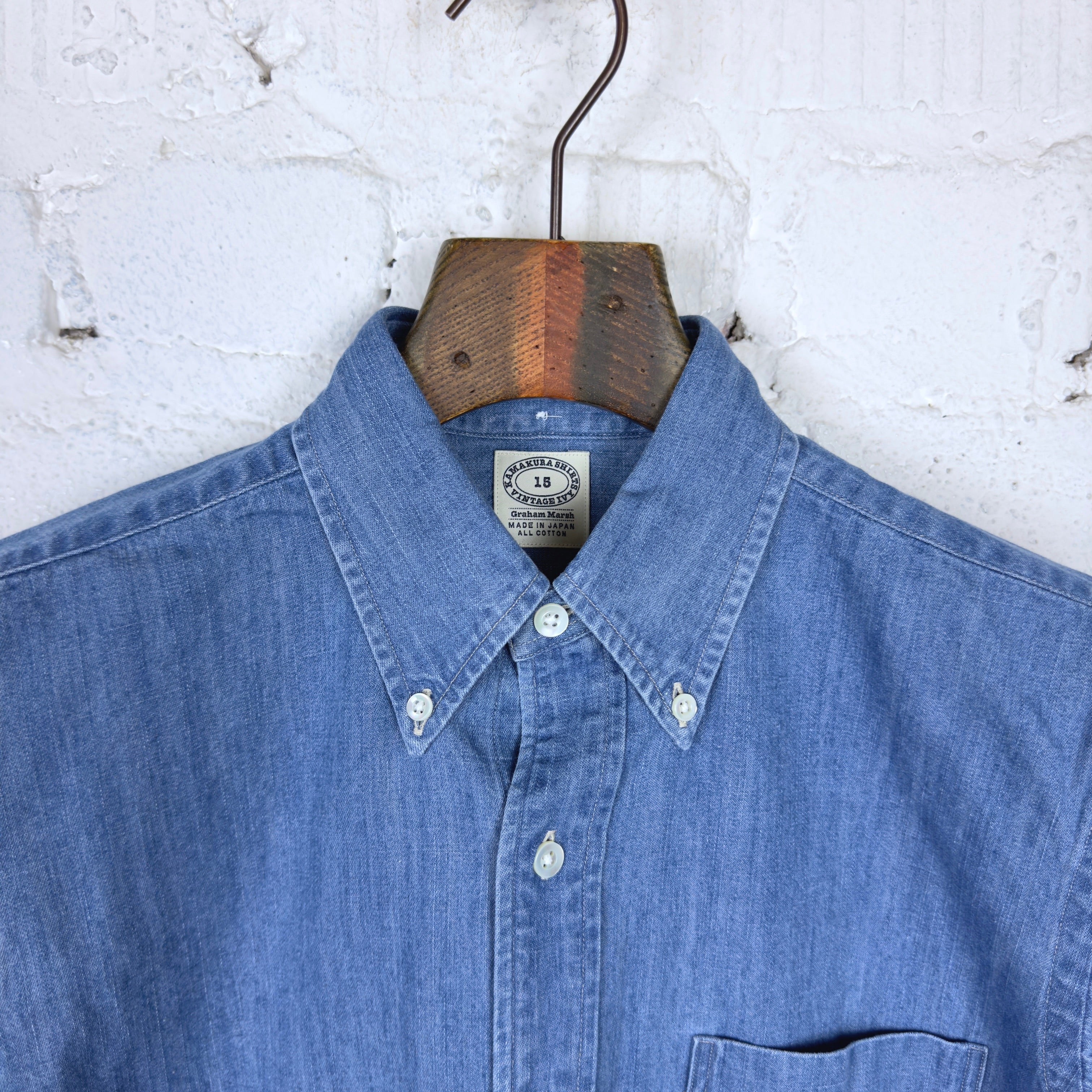 kamakura shirts | vintage ivy japanese denim 7oz - used - Image 4