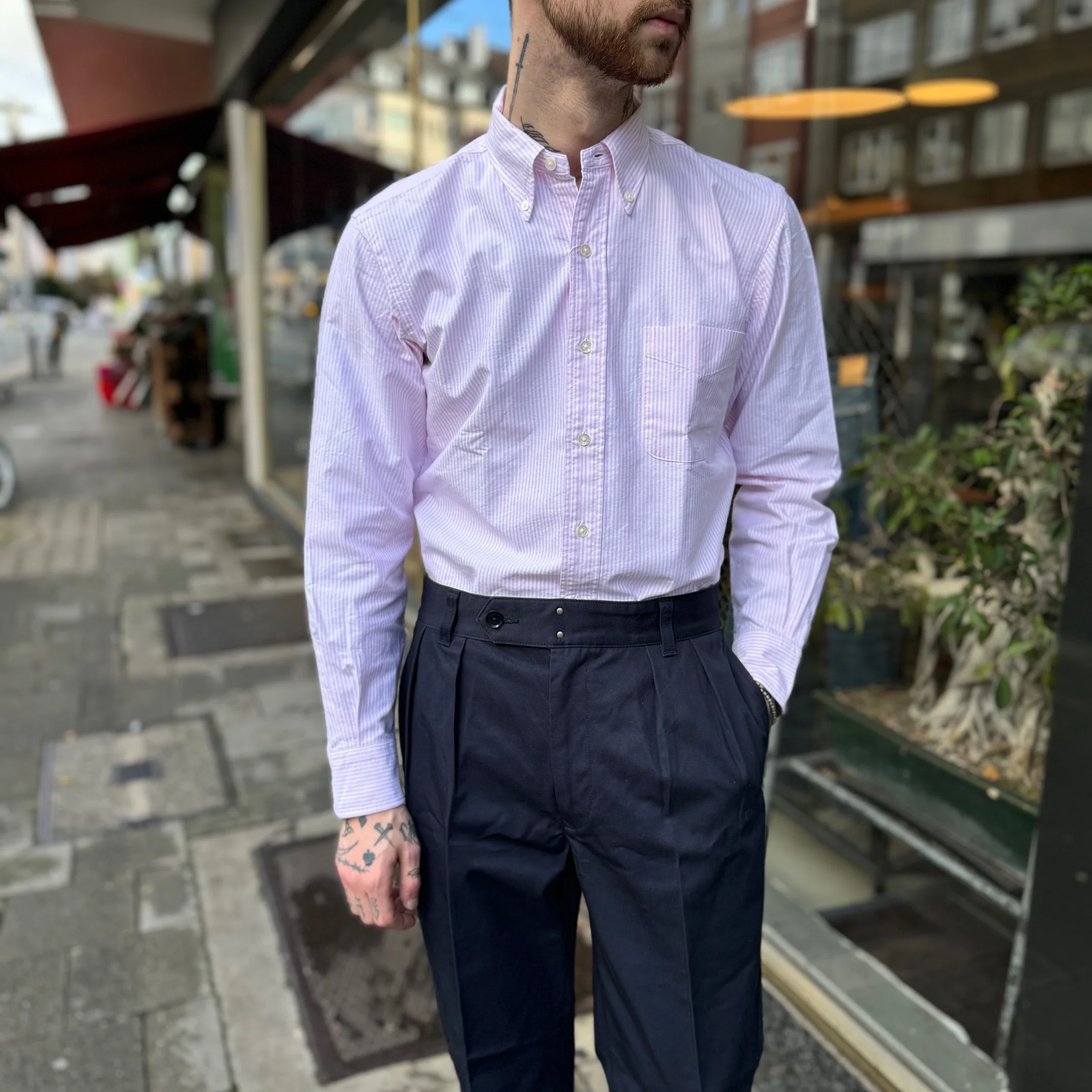 kamakura shirts | vintage ivy oxford button down shirt pink stripe - Image 2
