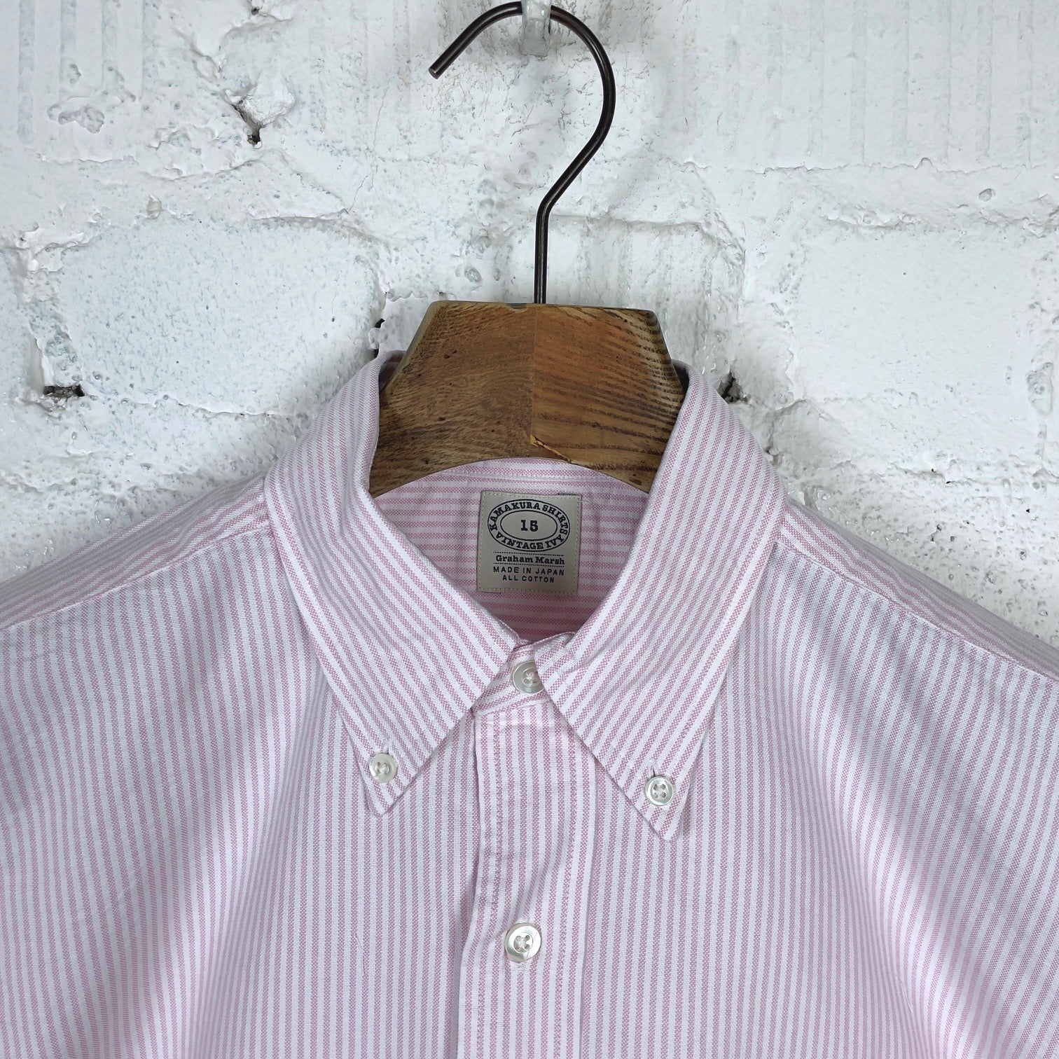 kamakura shirts | vintage ivy oxford button down shirt pink stripe - Image 3
