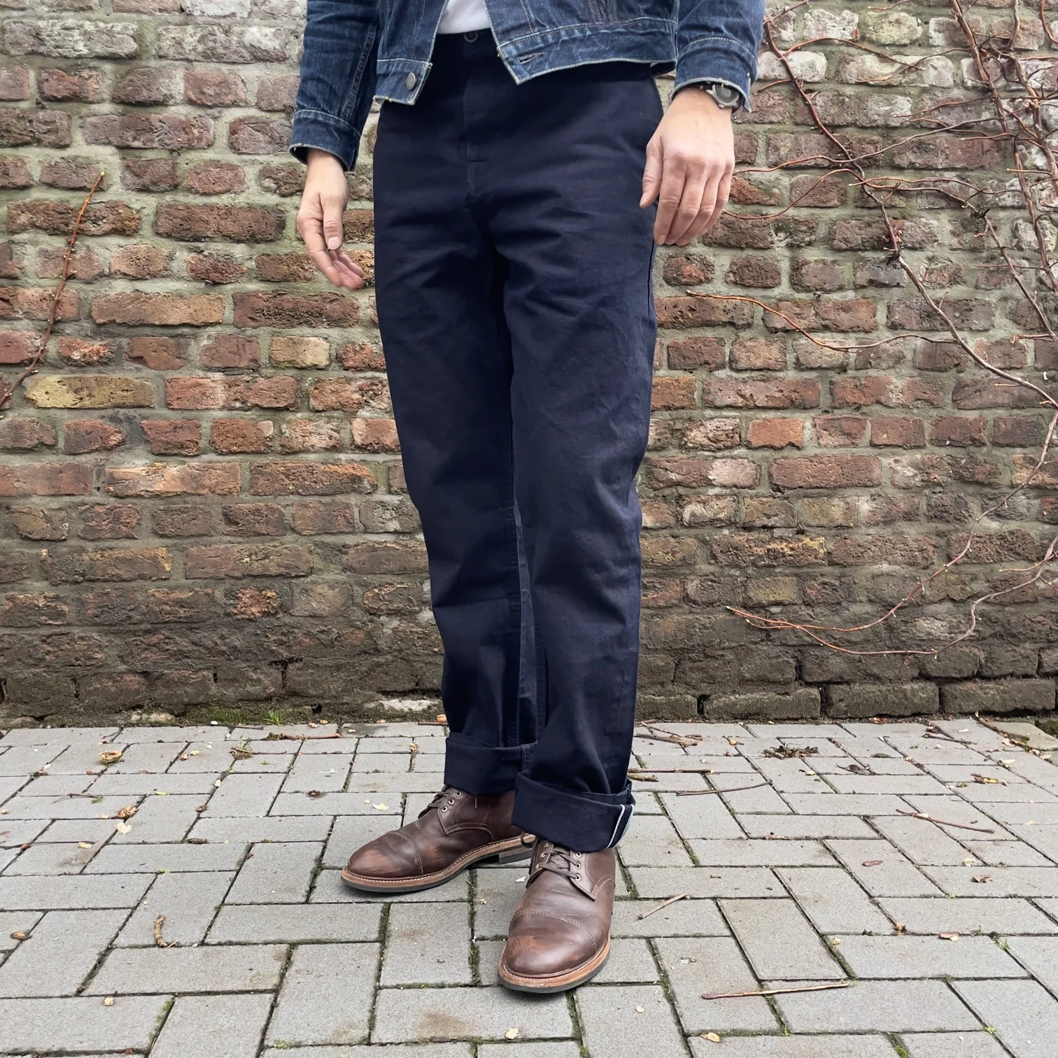 left field nyc | 12oz nihon menpu japanese deep indigo selvedge duck chinos - Image 4