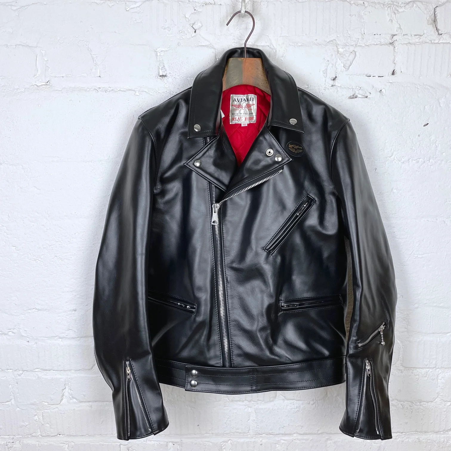 lewis leathers x stuf|f | 441 black horsehide "cyclone" jacket (long type)