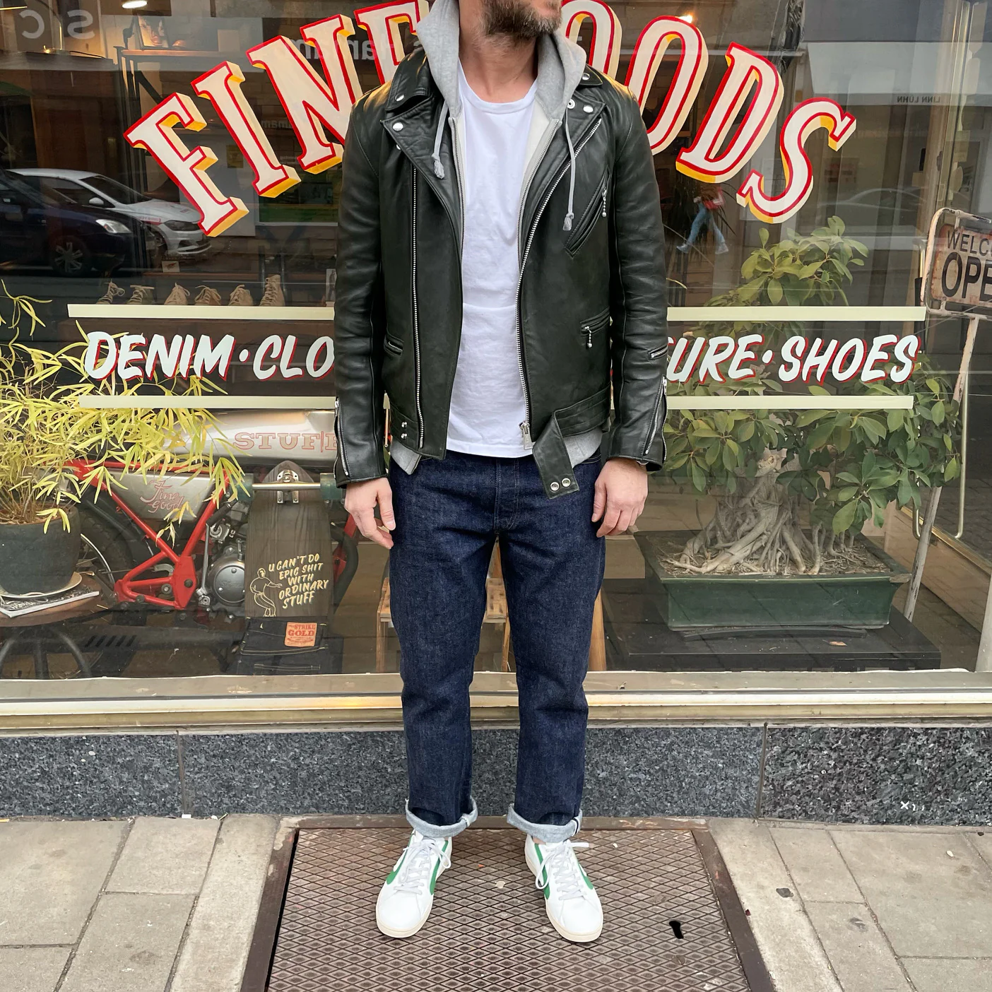 lewis leathers x stuf|f | 441 green sheepskin "cyclone" jacket (long type) - Image 2