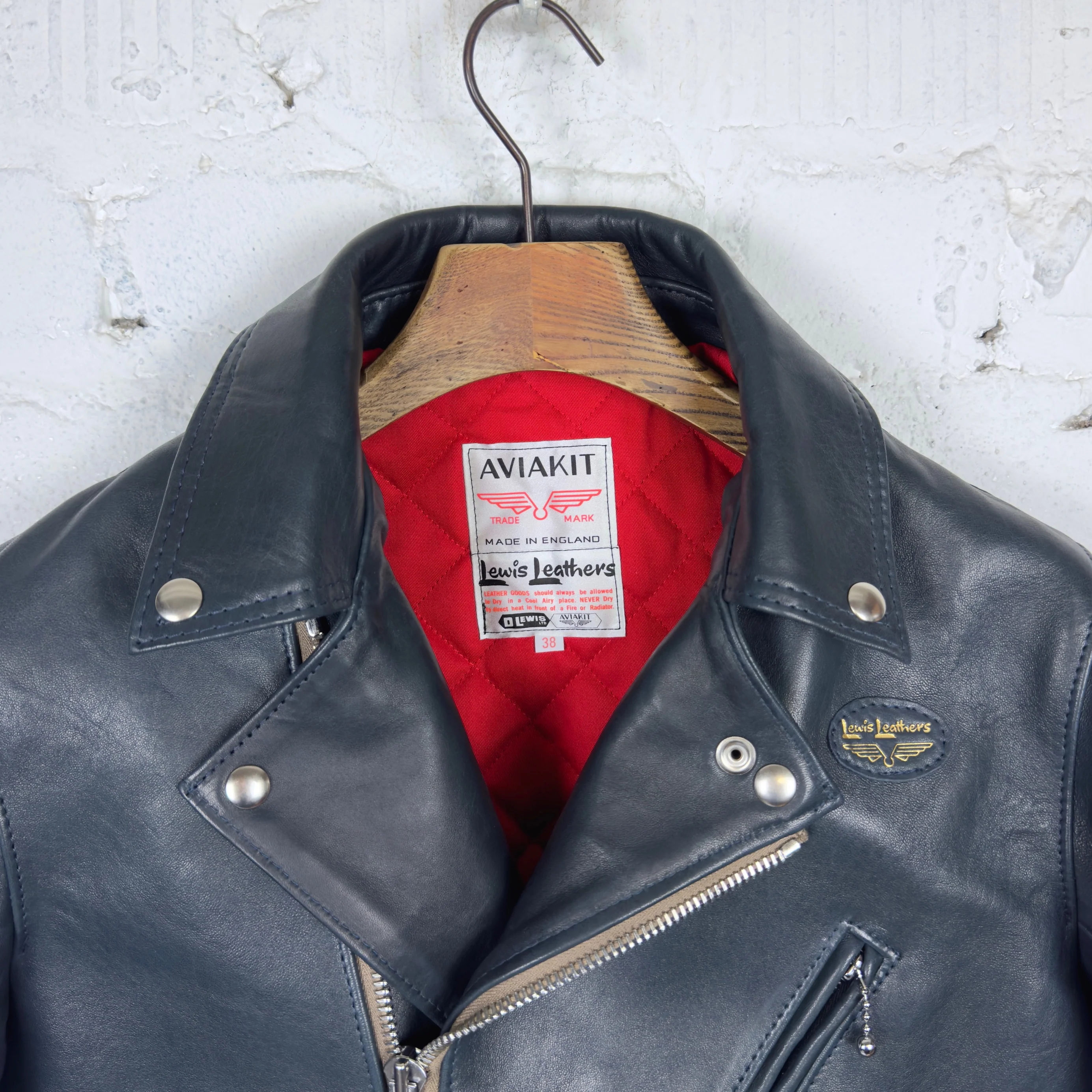 lewis leathers x stuf|f | 441uk navy sheepskin "cyclone" jacket (long type) - Image 2