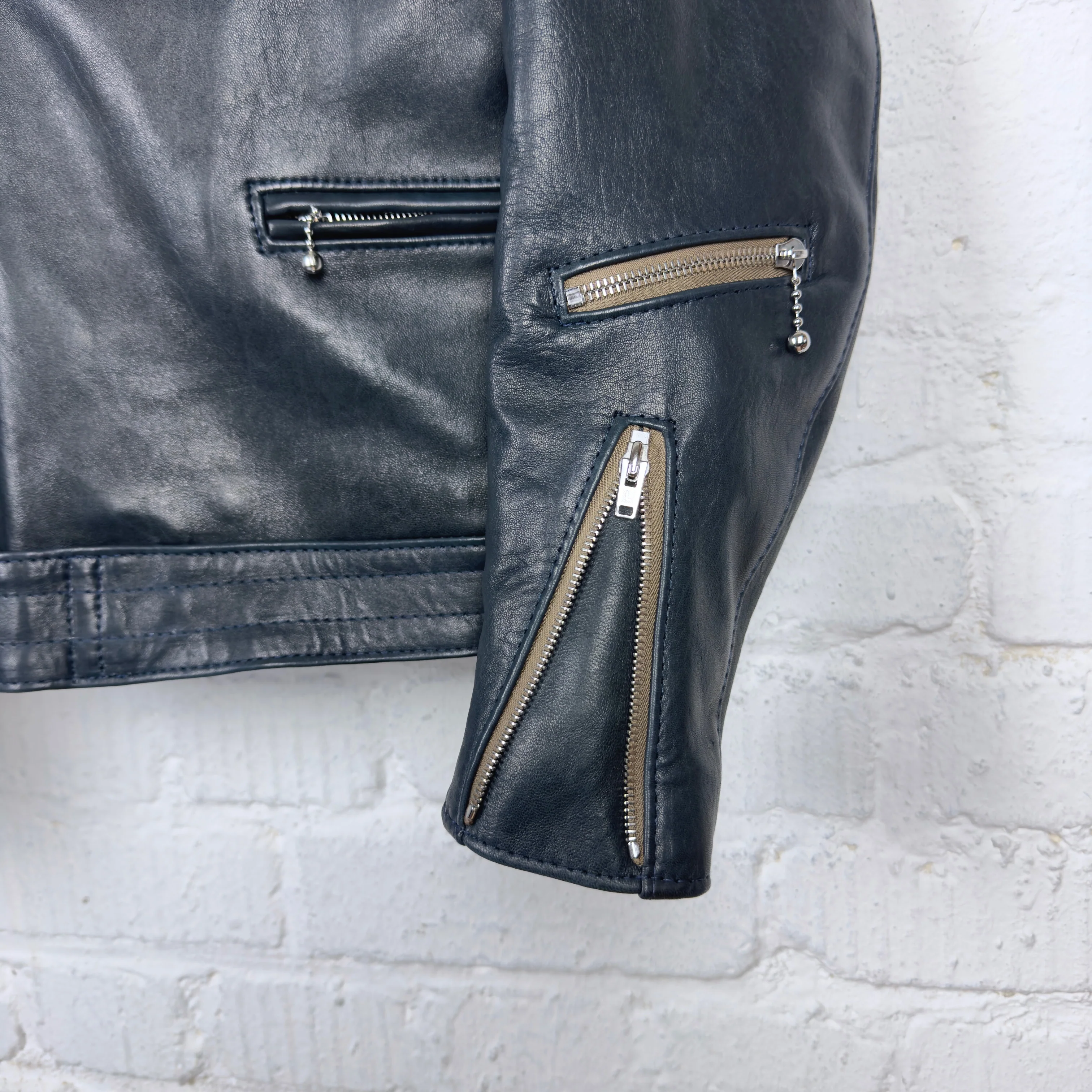lewis leathers x stuf|f | 441uk navy sheepskin "cyclone" jacket (long type) - Image 3