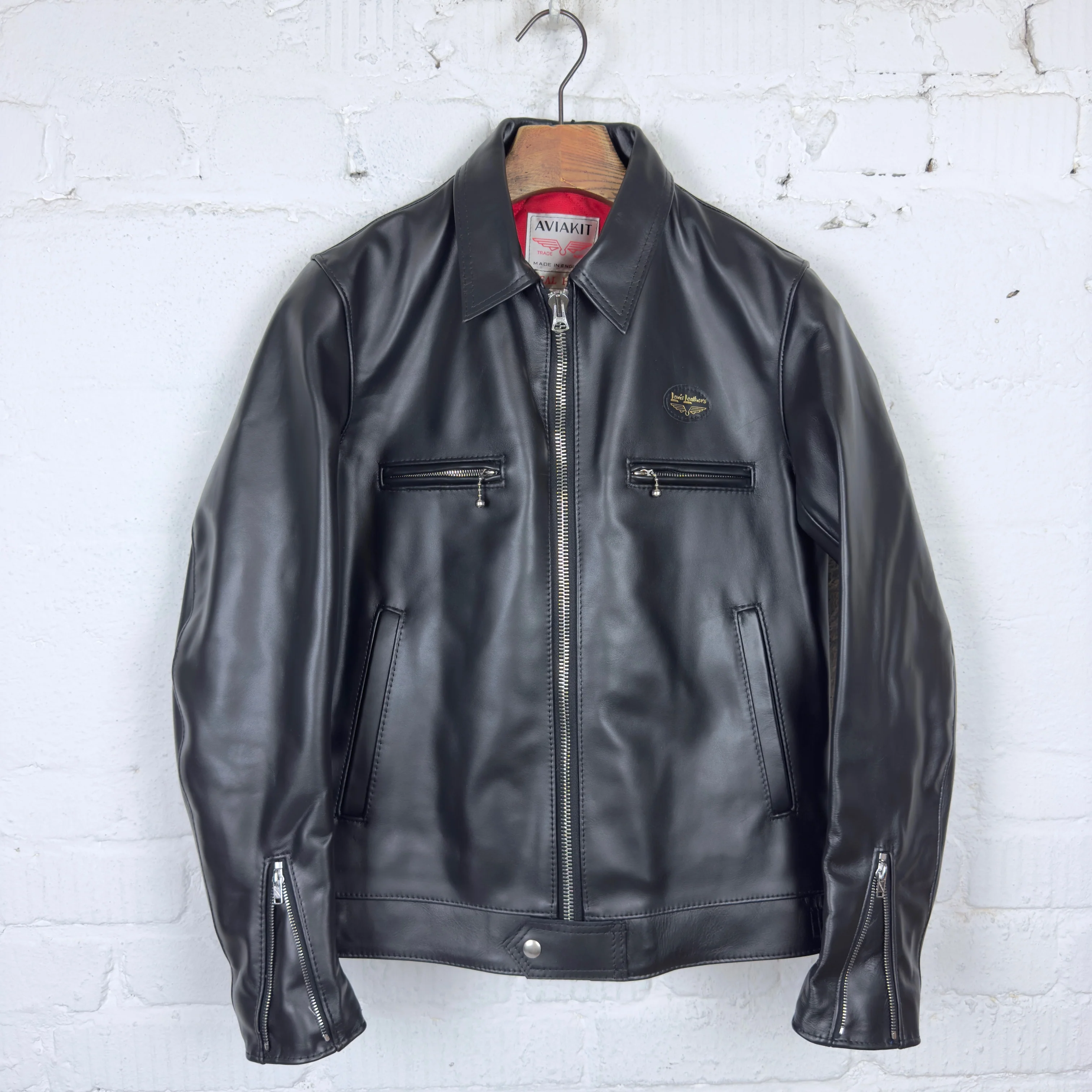 lewis leathers x stuf|f | 551uk black horse "dominator" jacket (long type)