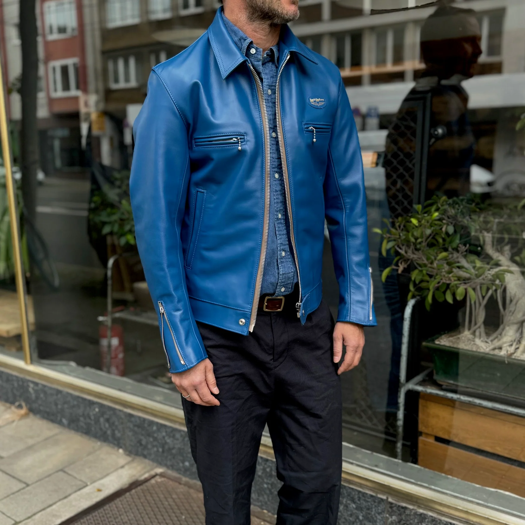 lewis leathers x stuf|f | 551uk blue horse "dominator" jacket (long type) - Image 3