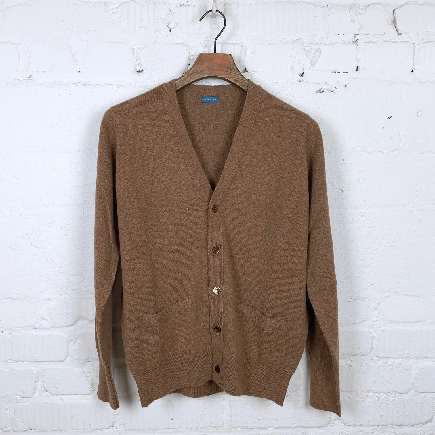 malloch's | camel stewart fine lambswool cardigan