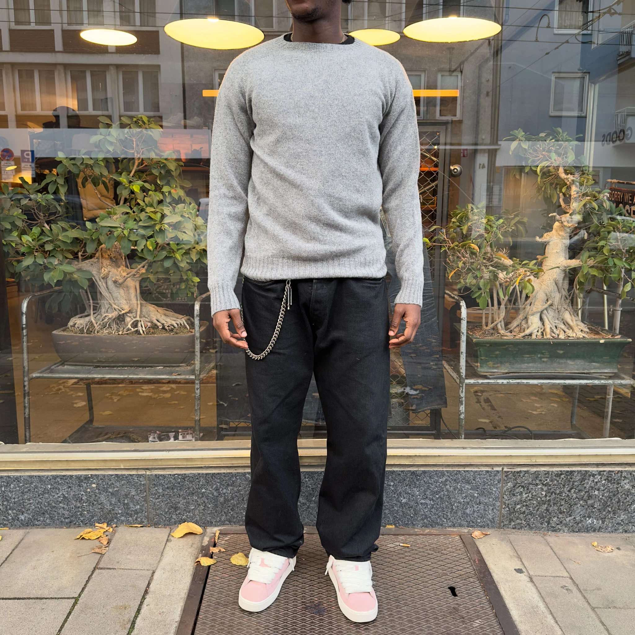 malloch's | flannel grey preston superfine lambswool crew neck jumper - Image 3