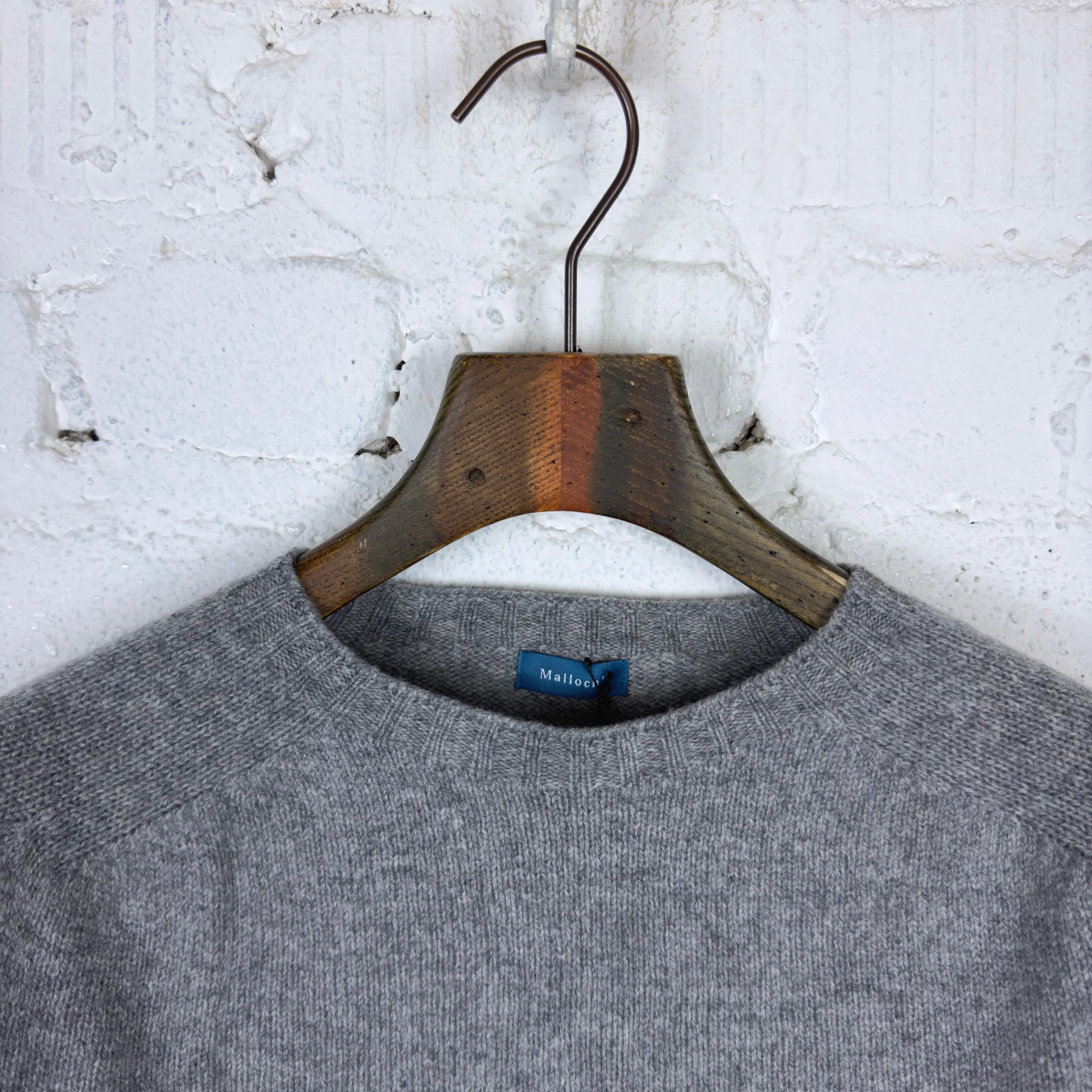 malloch's | flannel grey preston superfine lambswool crew neck jumper - Image 4