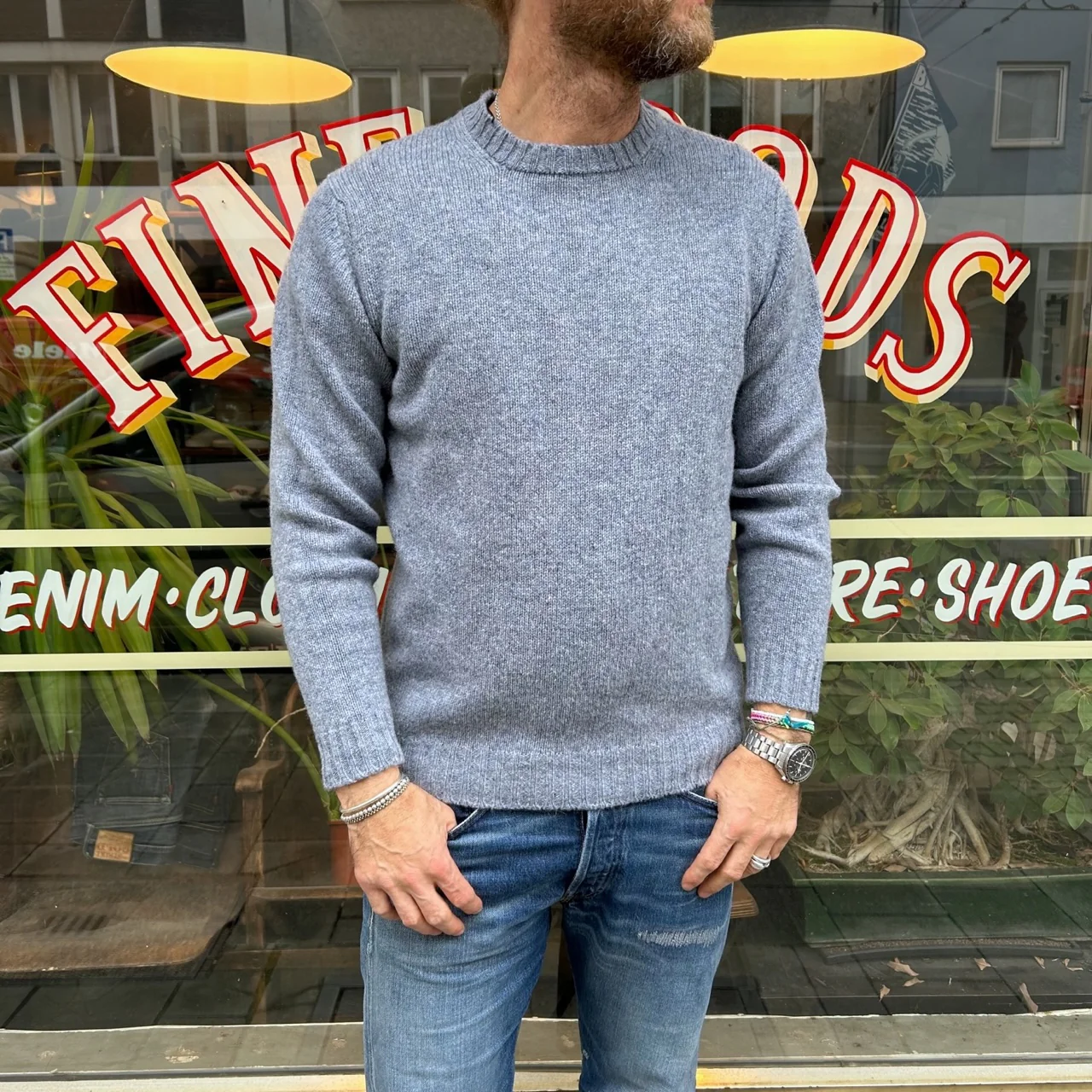 malloch's | pale blue wreay shetland wool crew neck - Image 3