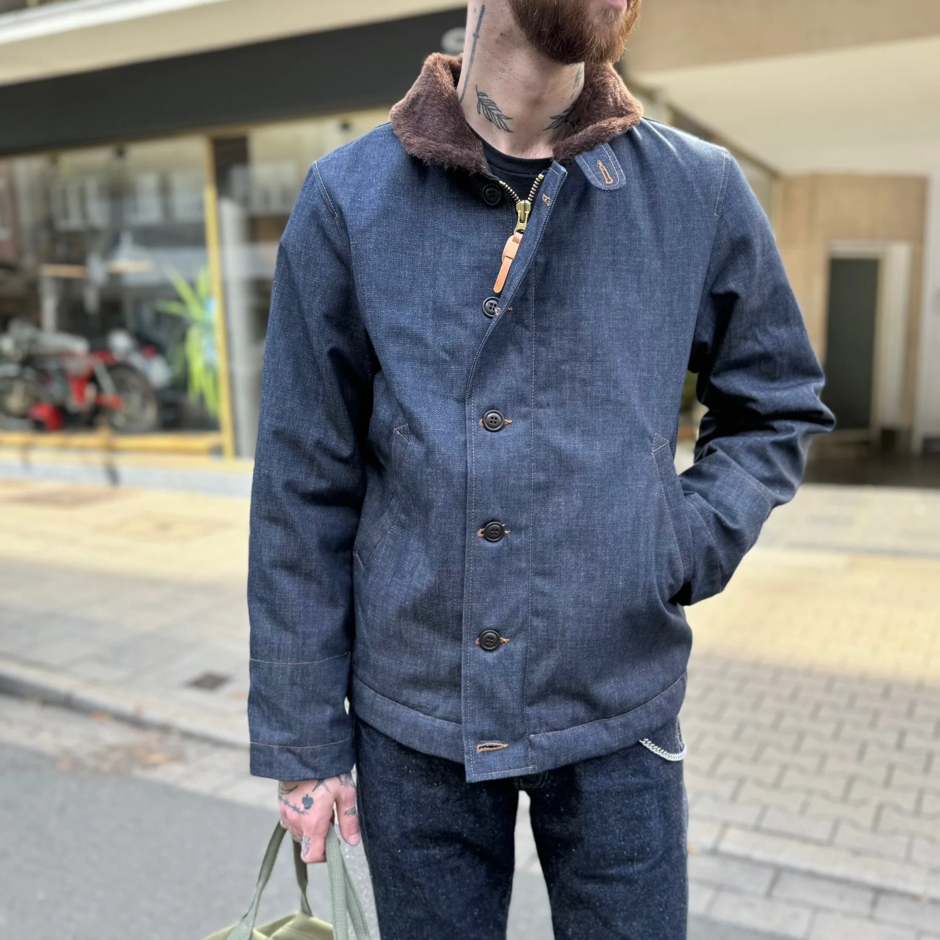 manifattura ceccarelli | 7061b-cd denim deck jacket candiani - Image 3