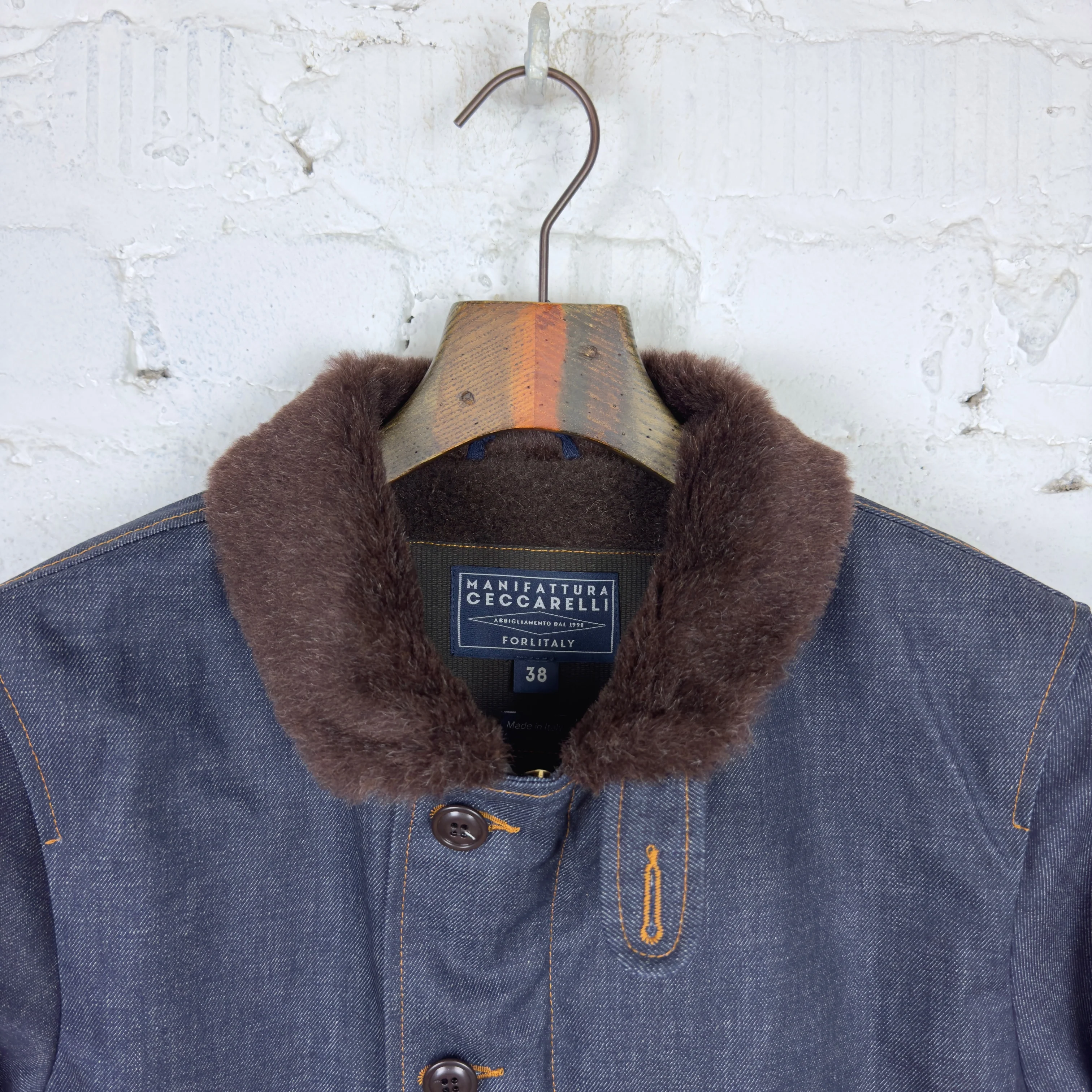 manifattura ceccarelli | 7061b-cd denim deck jacket candiani - Image 4