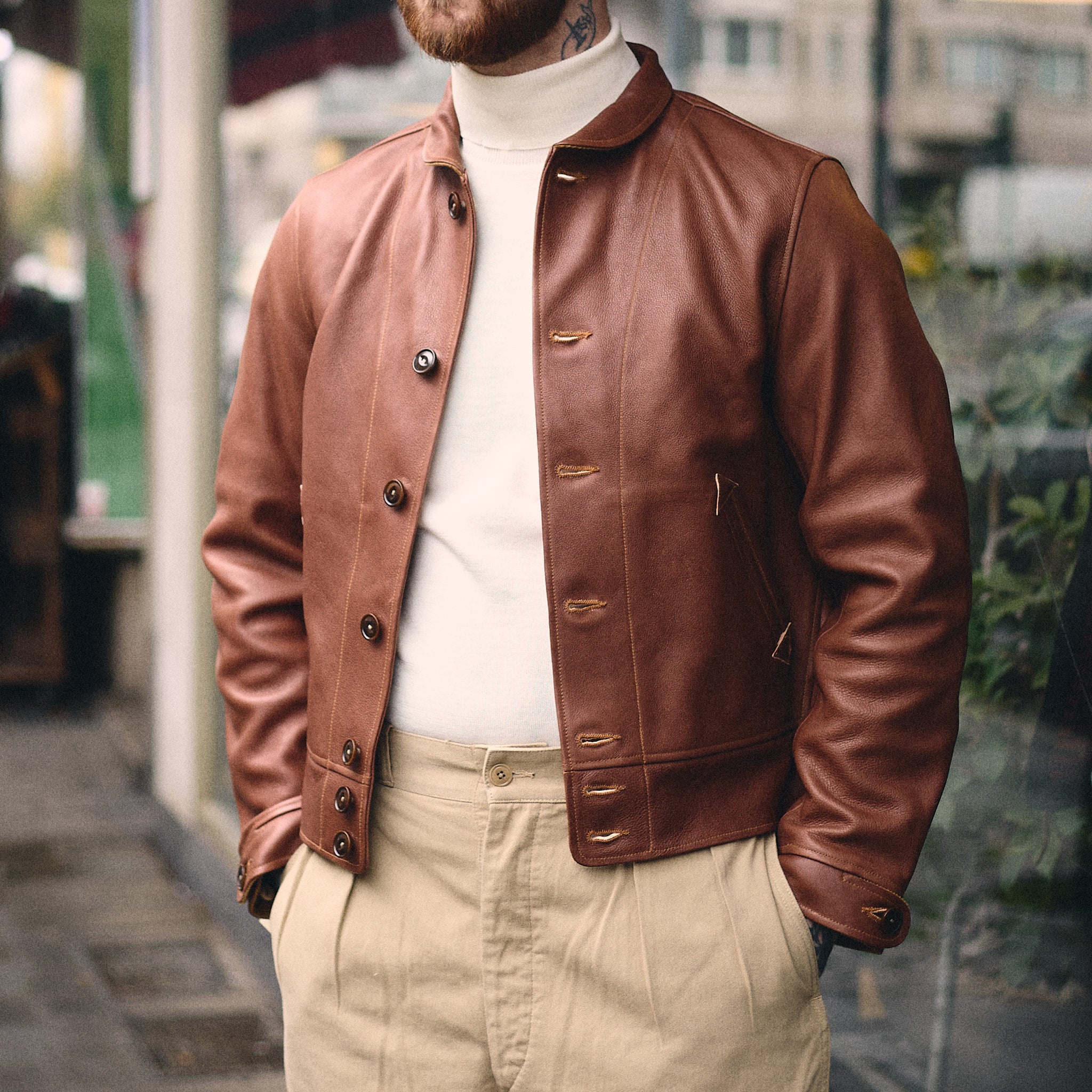 mister freedom | campus jacket - "bison" - brown veg-tan leather - Image 2