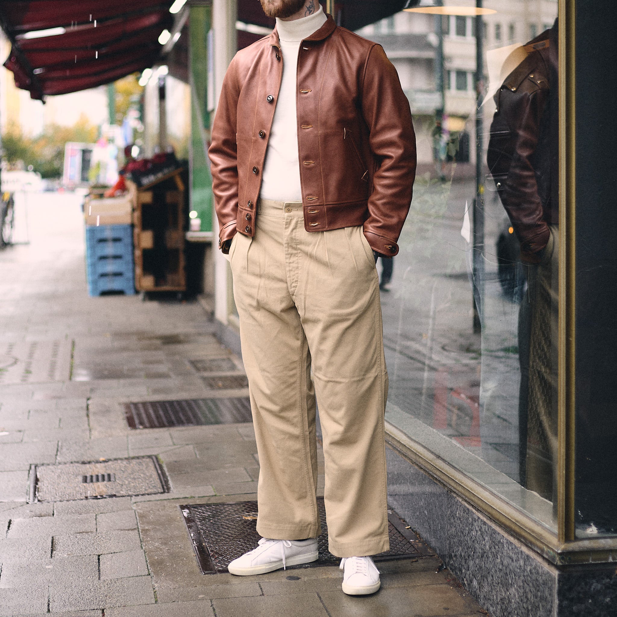 mister freedom | campus jacket - "bison" - brown veg-tan leather - Image 3