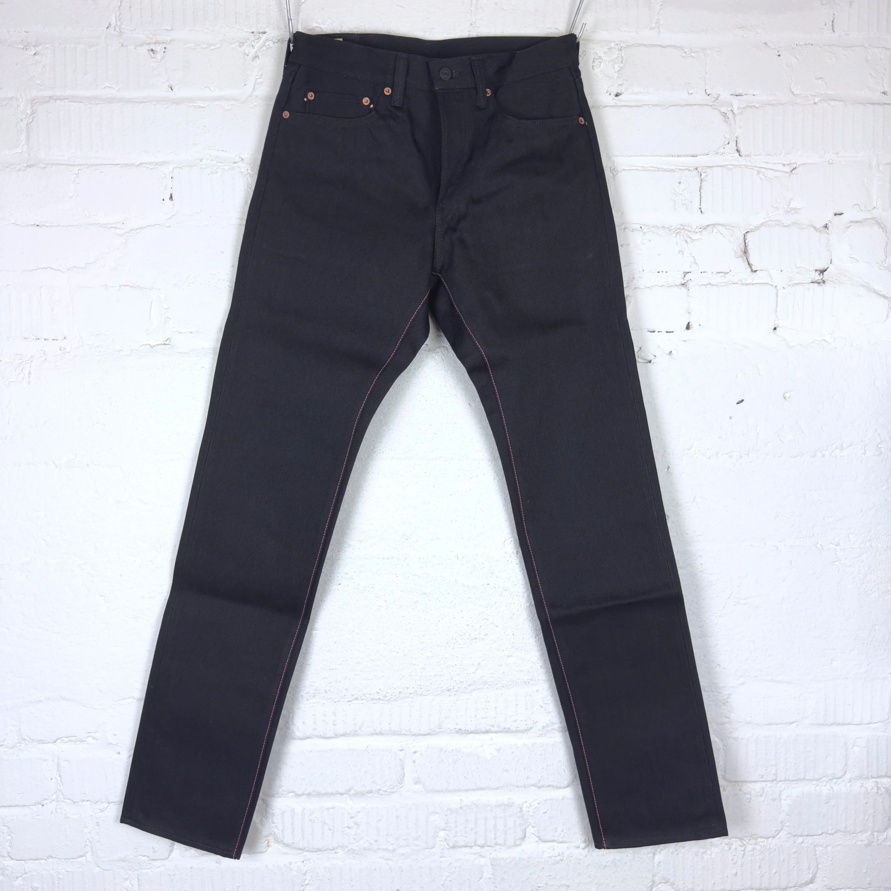 momotaro | 0605-b black 15.7oz zimbabwe cotton denim natural tapered