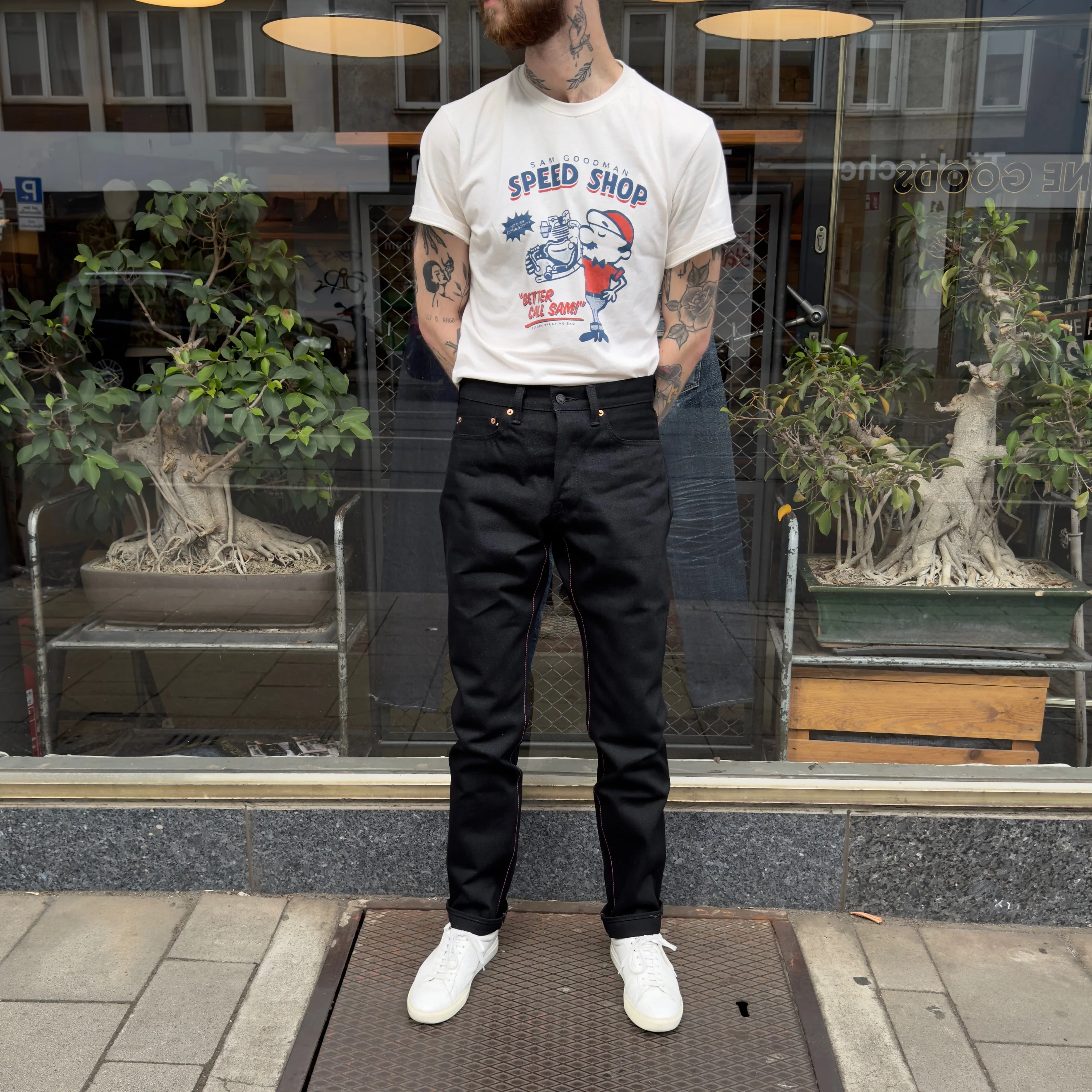 momotaro | 0605-b black 15.7oz zimbabwe cotton denim natural tapered - Image 2