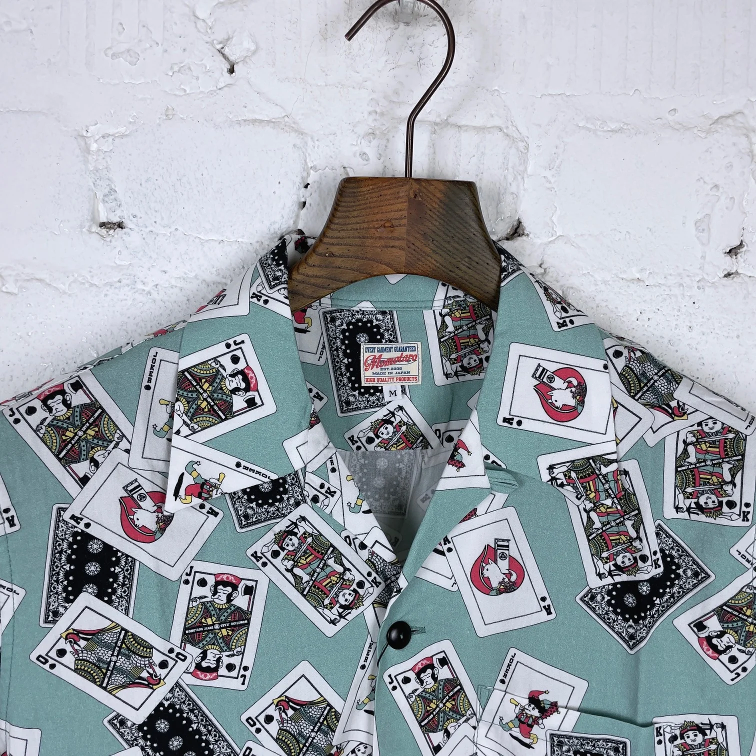 momotaro | mss1010m31 original cards design hawaiian shirt green - Image 4