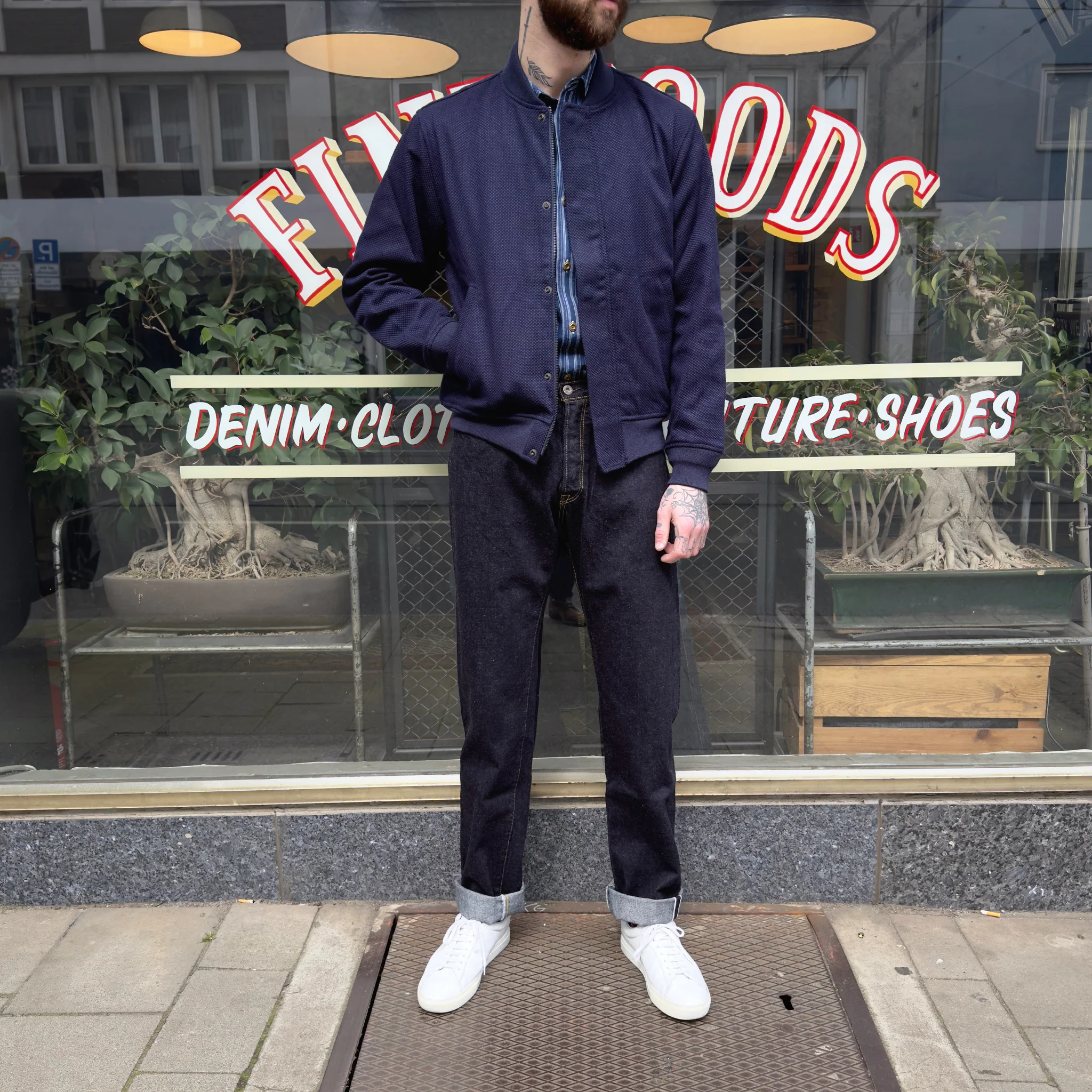 momotaro | mxot1306 sashiko bomber jacket navy - Image 2