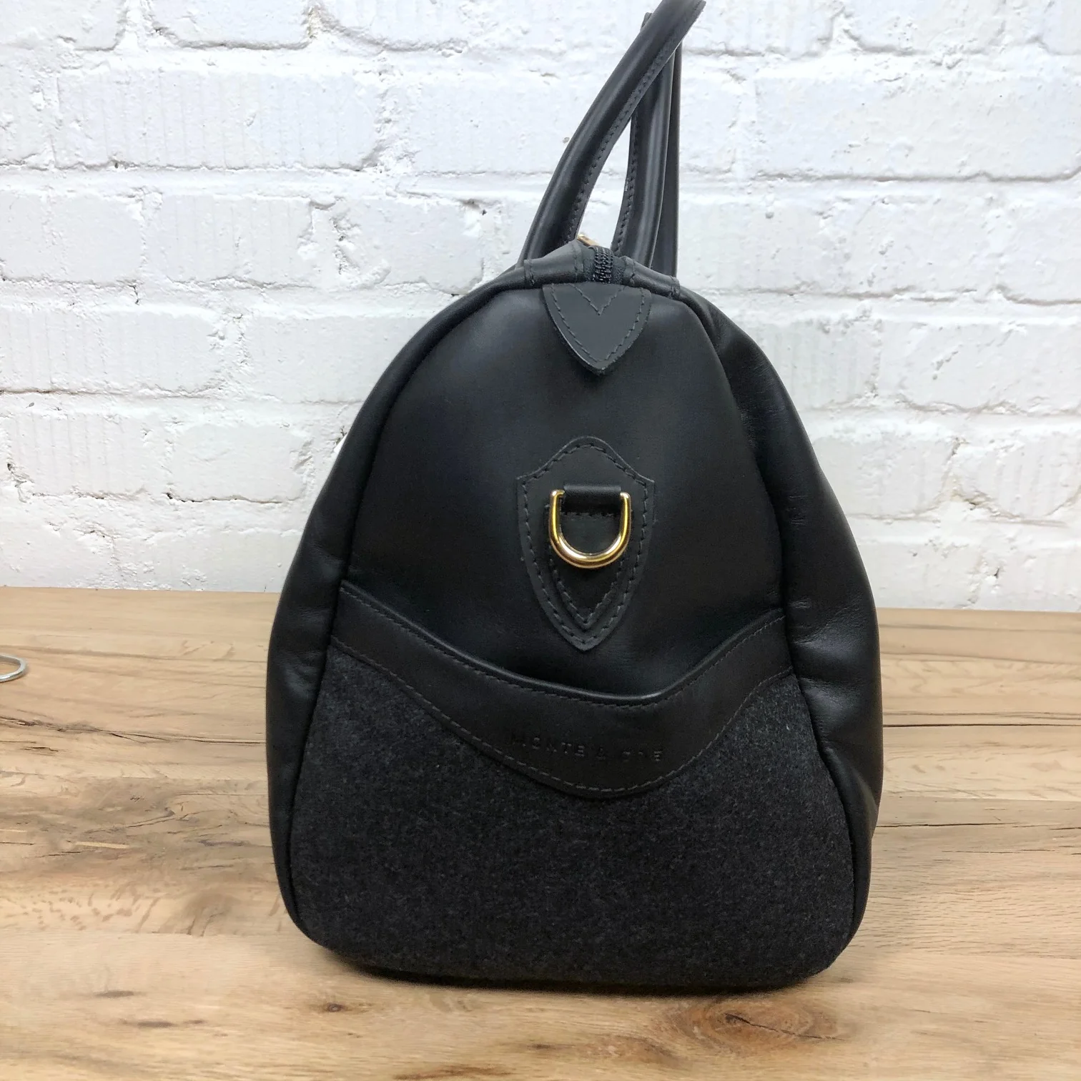 monte & coe | leather weekender bag black - Image 3