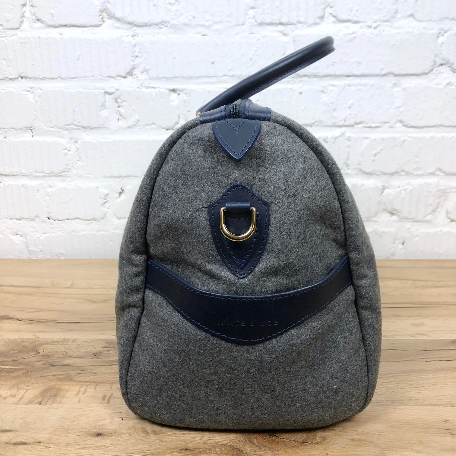 monte & coe | wool weekender bag grey and navy - Image 3
