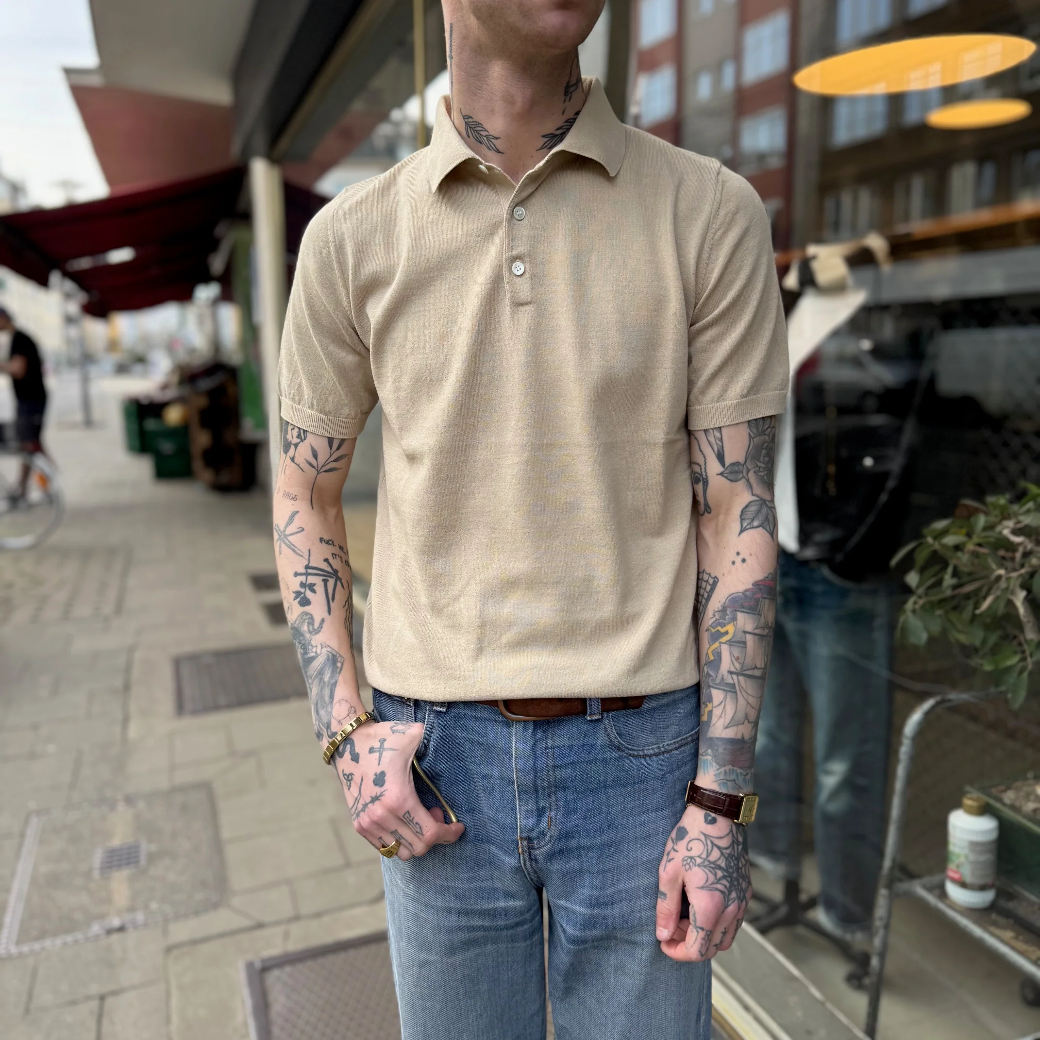 mooncastle | ic2 ice cotton polo shirt latte-beige - Image 2