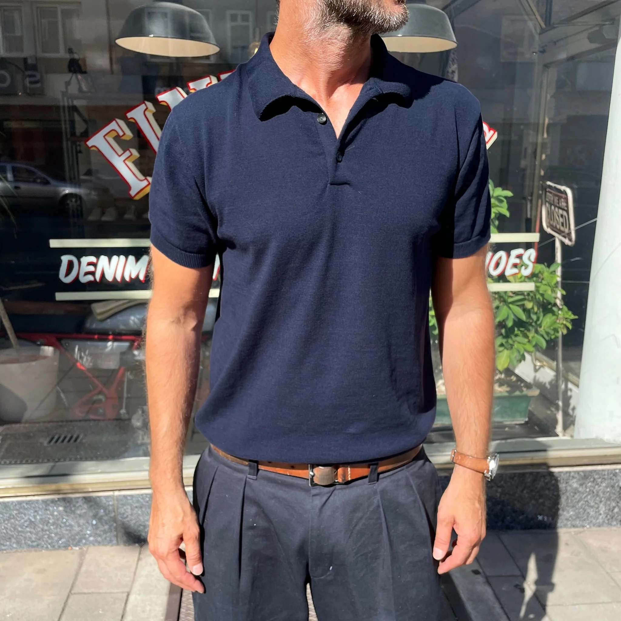 mooncastle | ic2 ice cotton polo shirt navy - Image 2