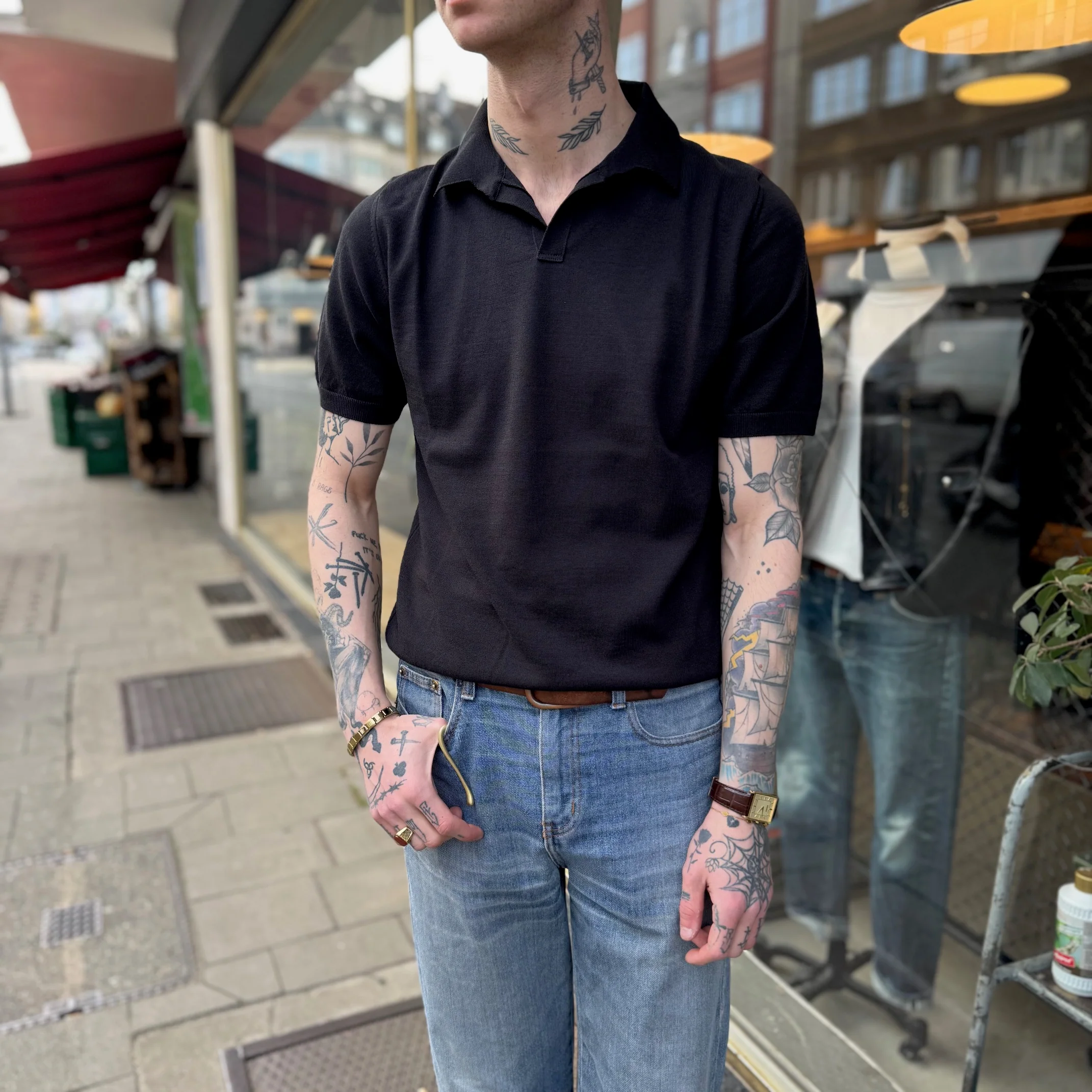mooncastle | ic5 ice cotton skipper polo shirt black - Image 2