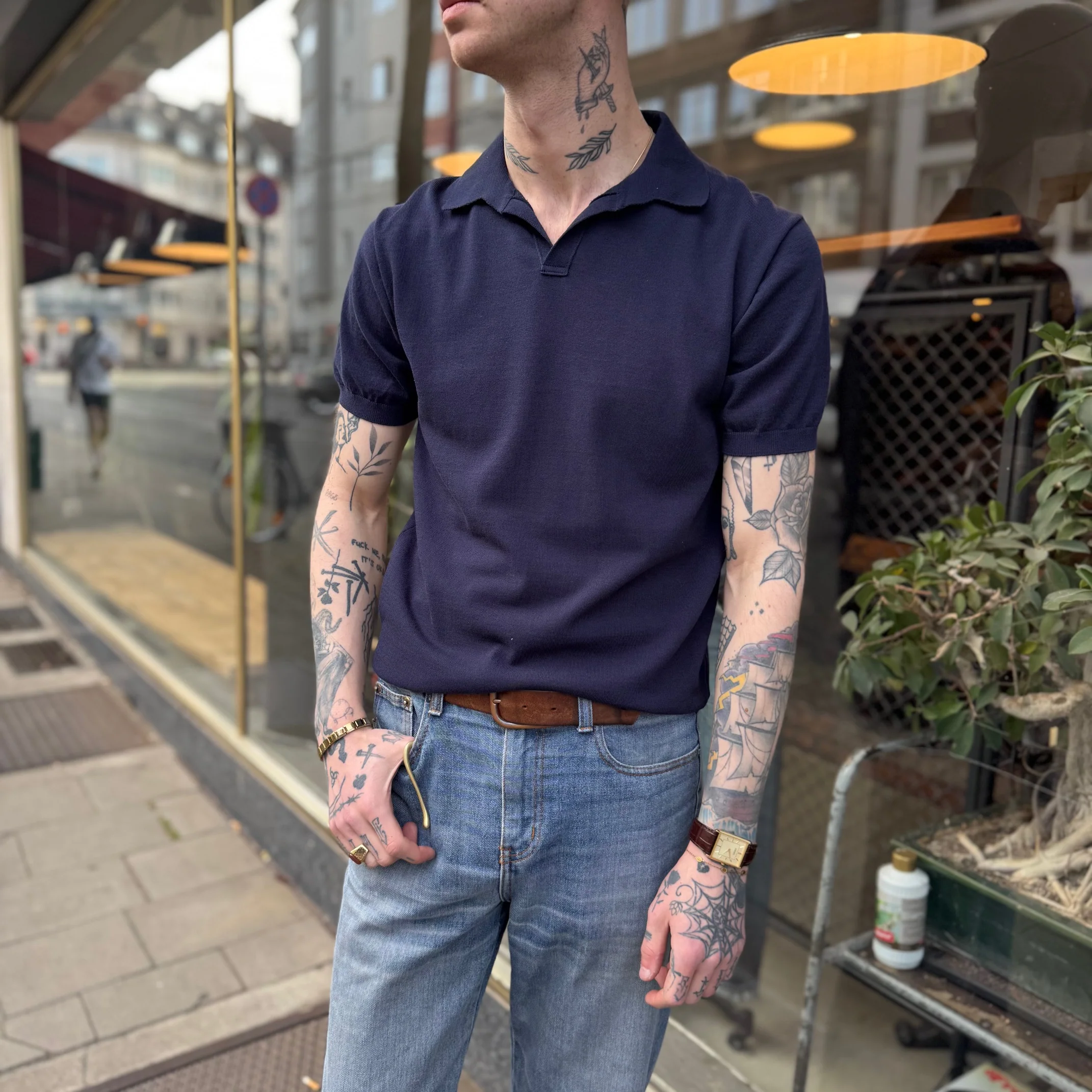 mooncastle | ic5 ice cotton skipper polo shirt navy - Image 2