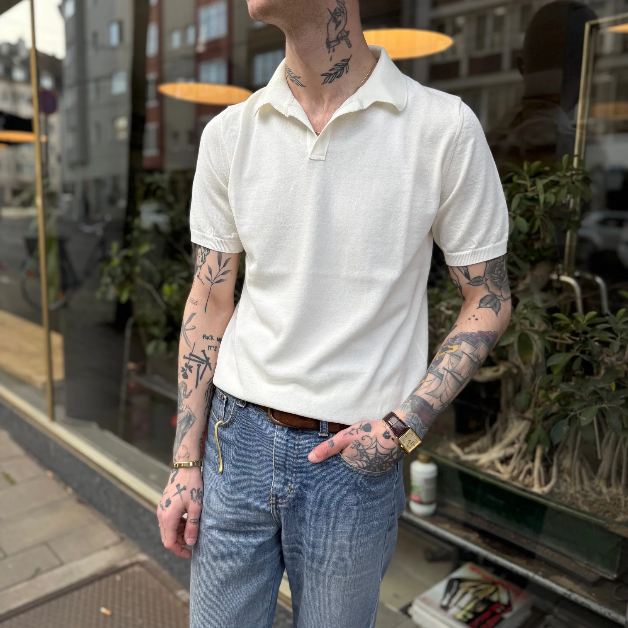 mooncastle | ic5 ice cotton skipper polo shirt white - Image 2