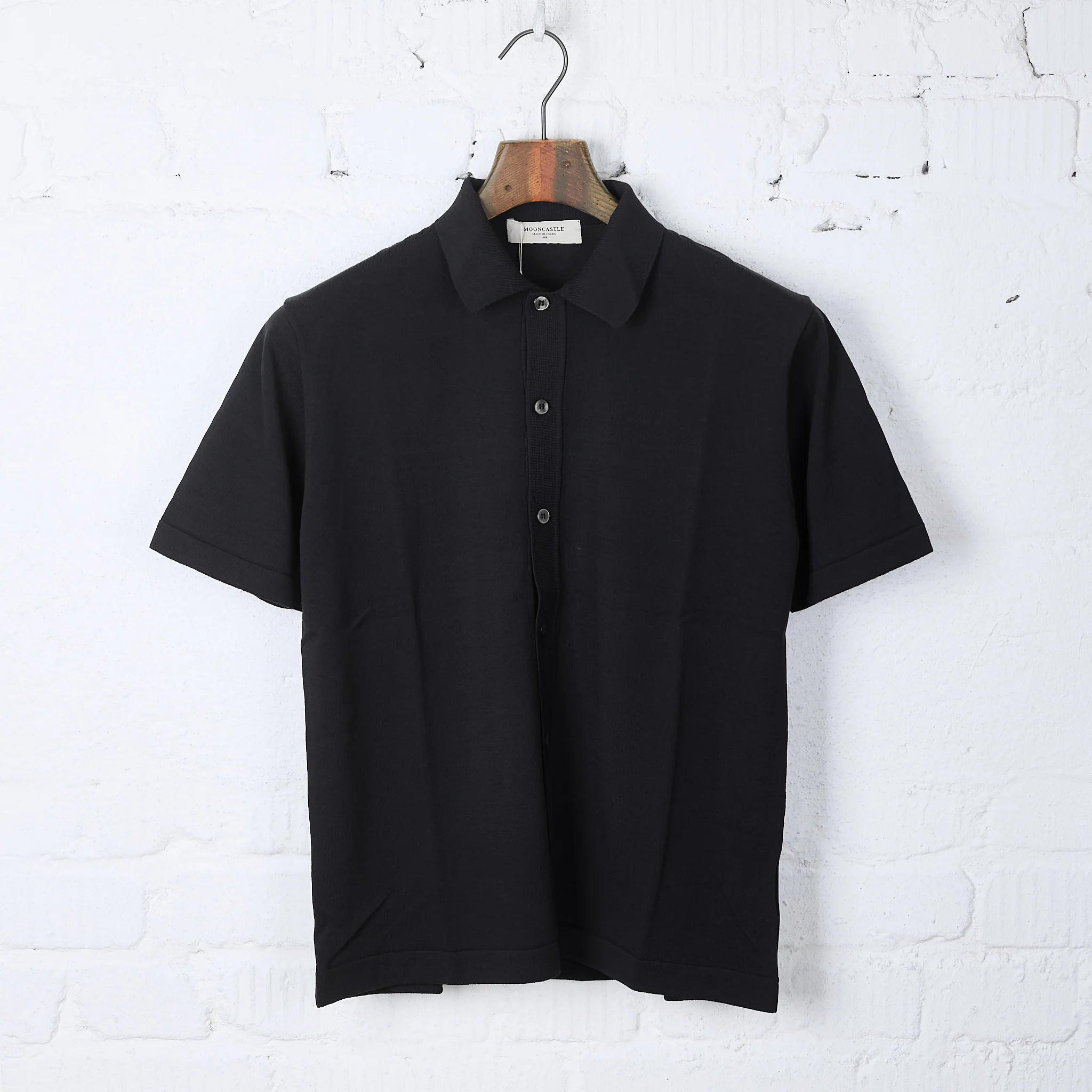 mooncastle | ic6 ice cotton open collared shirt black