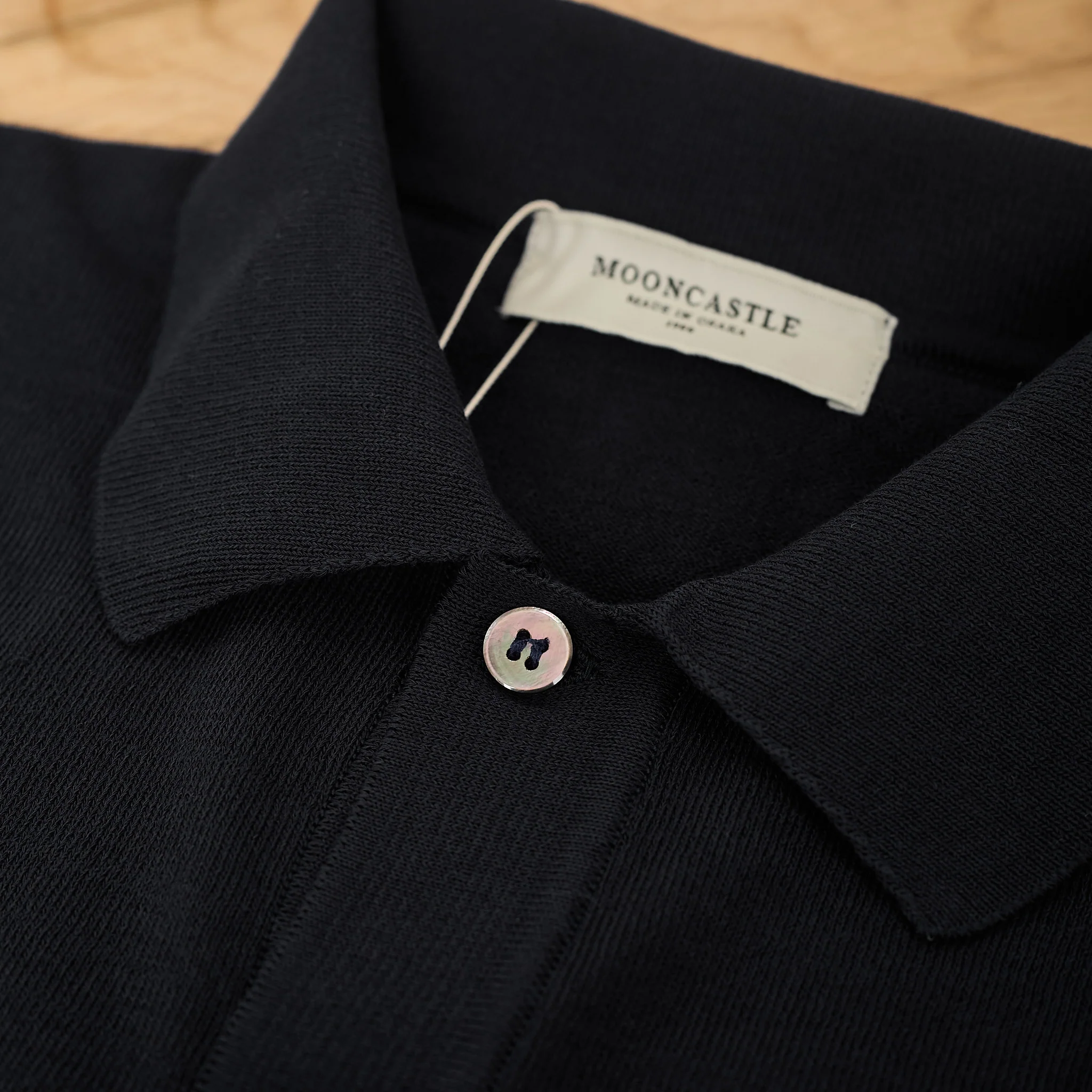 mooncastle | ic6 ice cotton open collared shirt black - Image 4