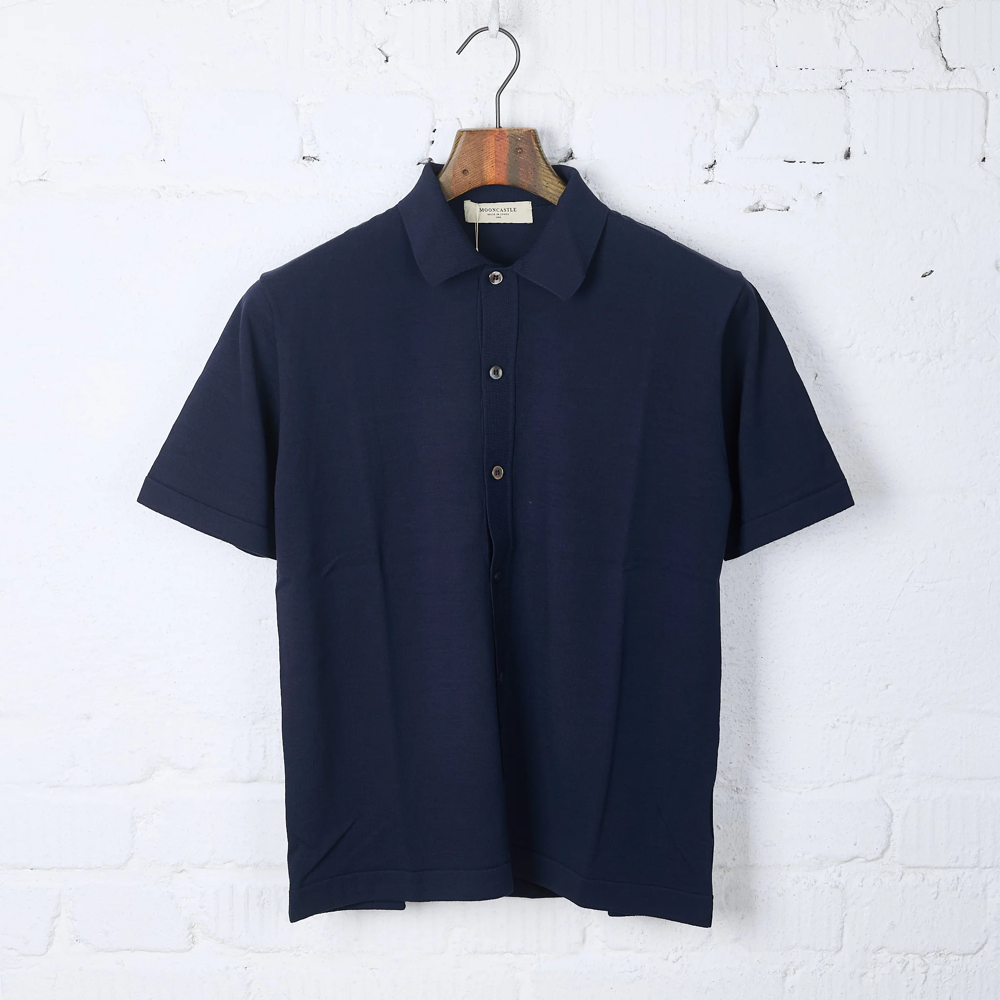 mooncastle | ic6 ice cotton open collared shirt navy