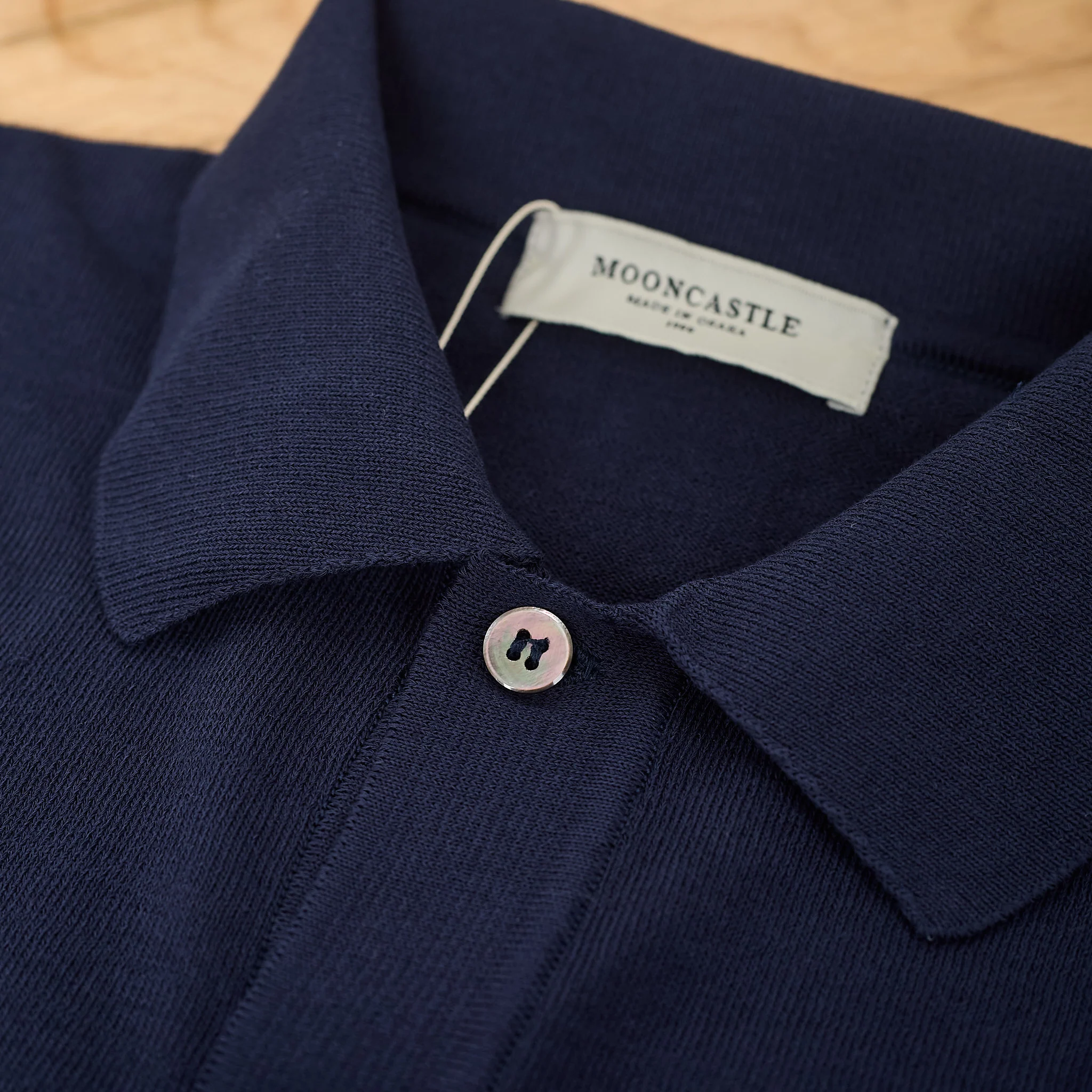 mooncastle | ic6 ice cotton open collared shirt navy - Image 4