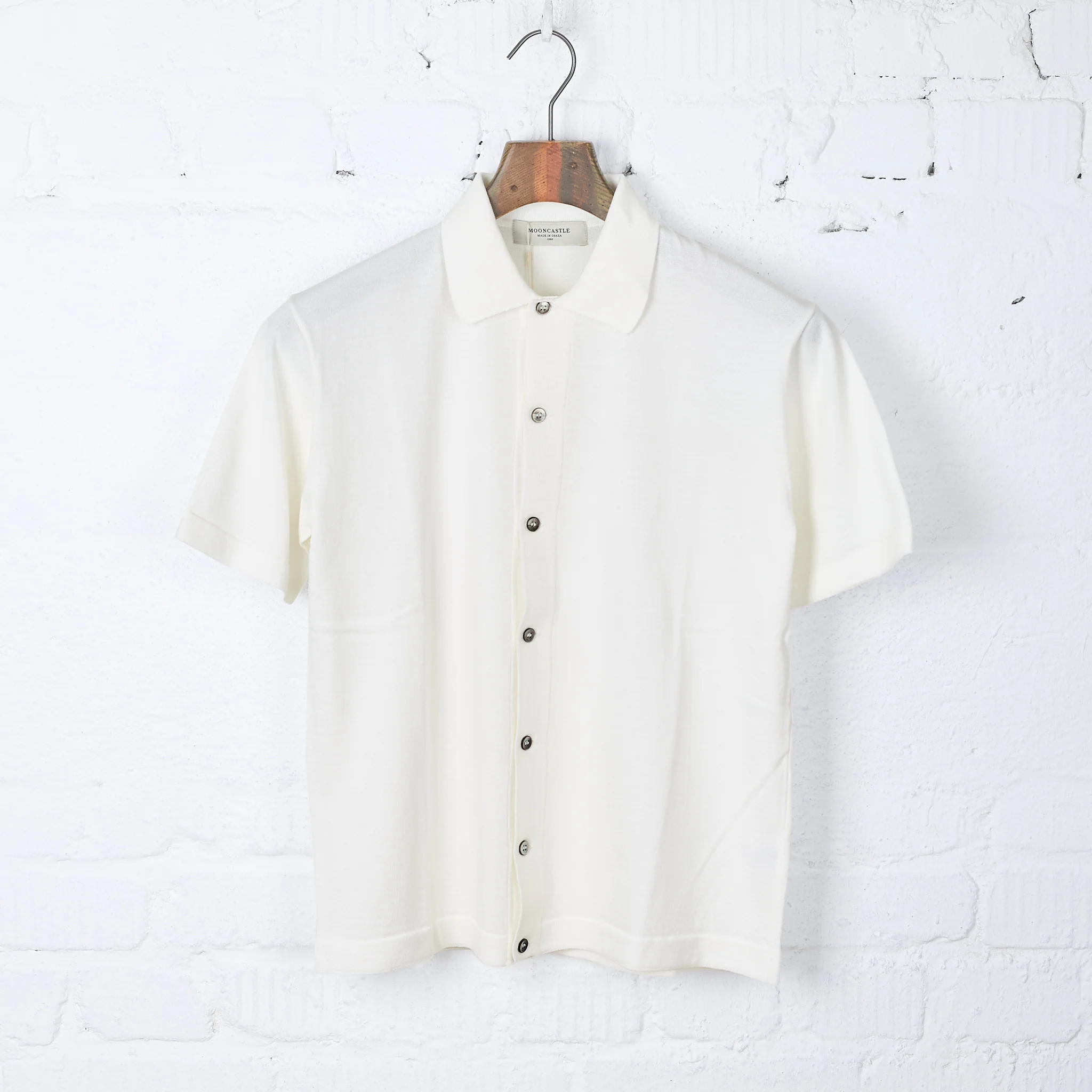 mooncastle | ic6 ice cotton open collared shirt white