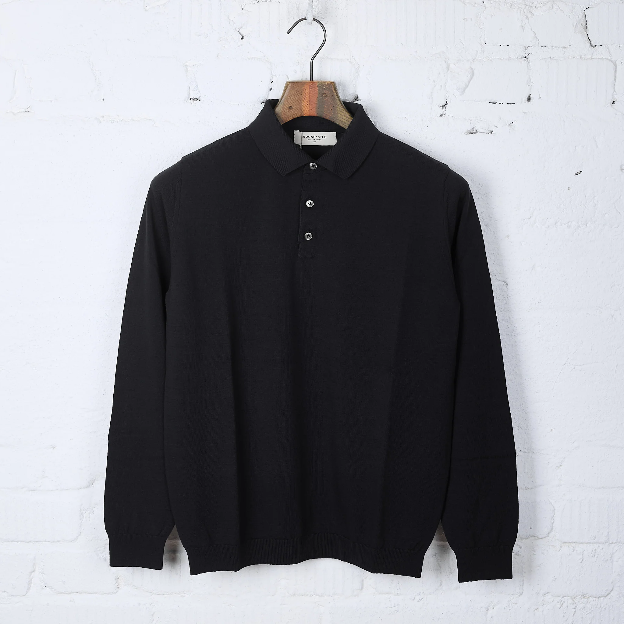 mooncastle | ic8 ice cotton longsleeve polo shirt black