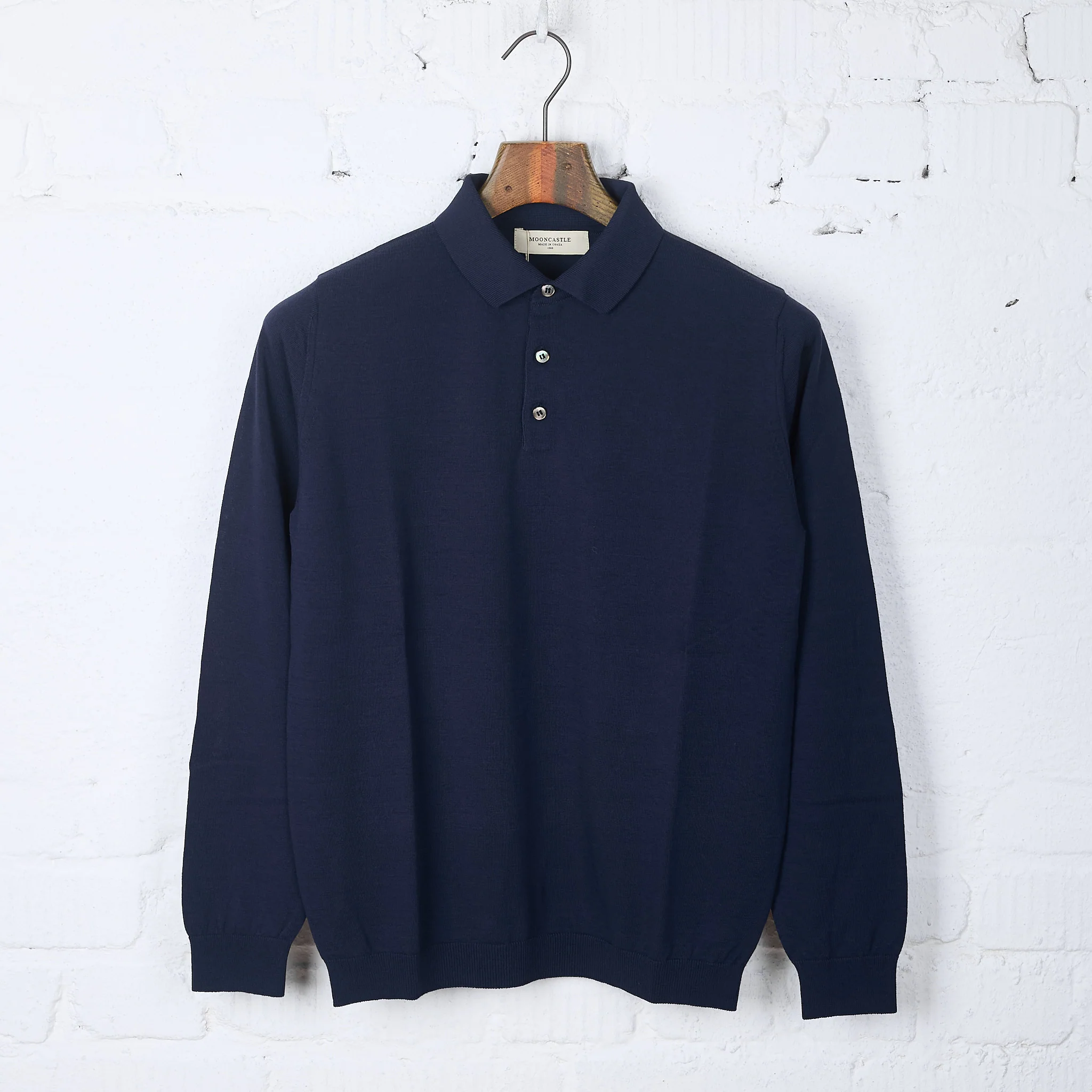 mooncastle | ic8 ice cotton longsleeve polo shirt navy