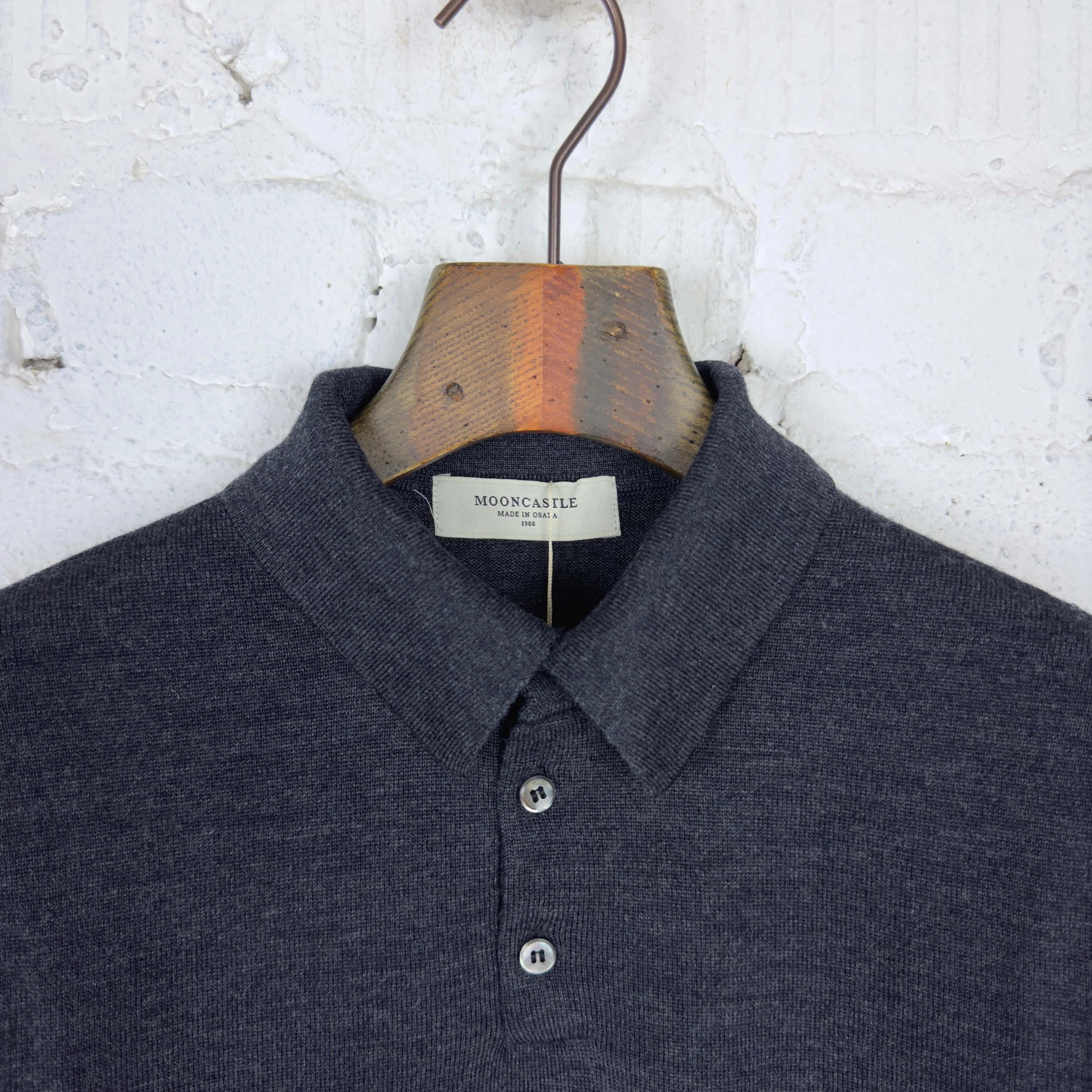 mooncastle | m2312 wool polo neck knit dark grey - Image 3