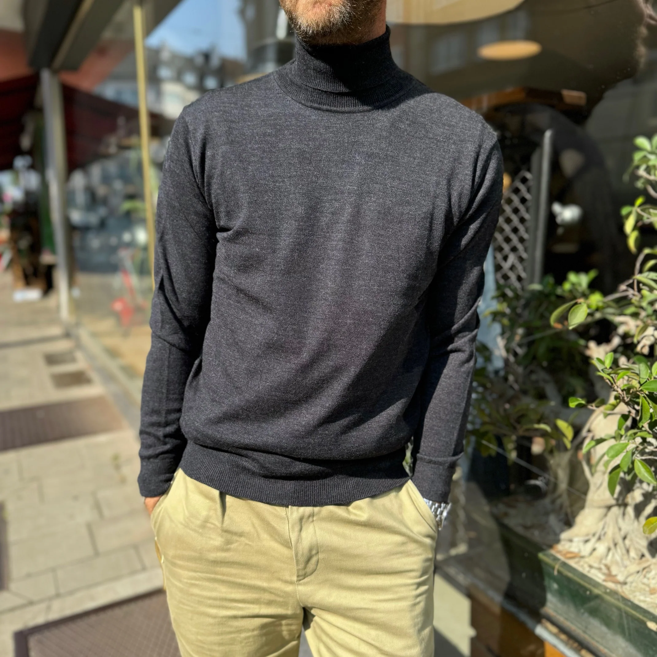 mooncastle | mc8 wool turtle neck knit dark grey - Image 2