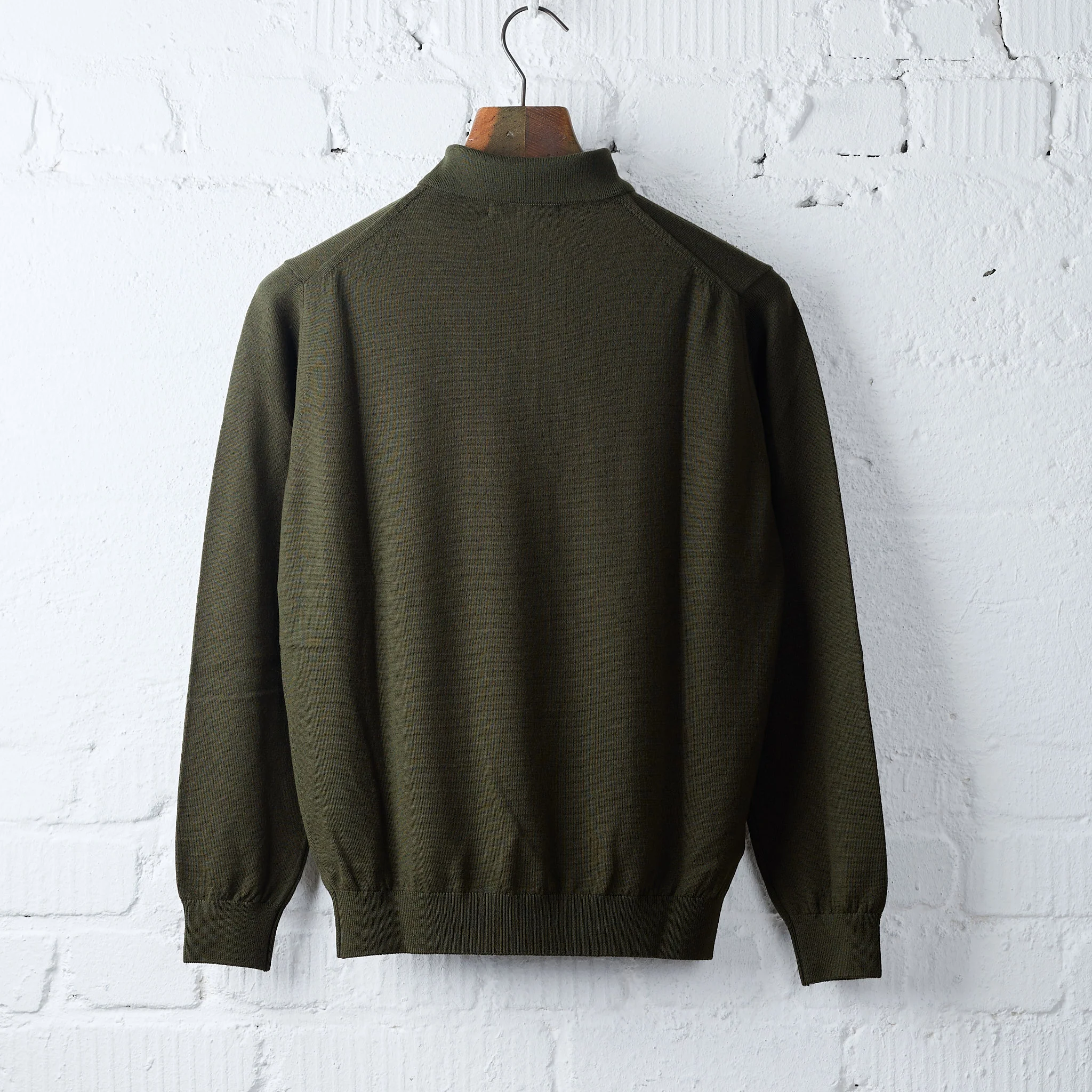 mooncastle | wool polo neck knit dark olive - Image 2