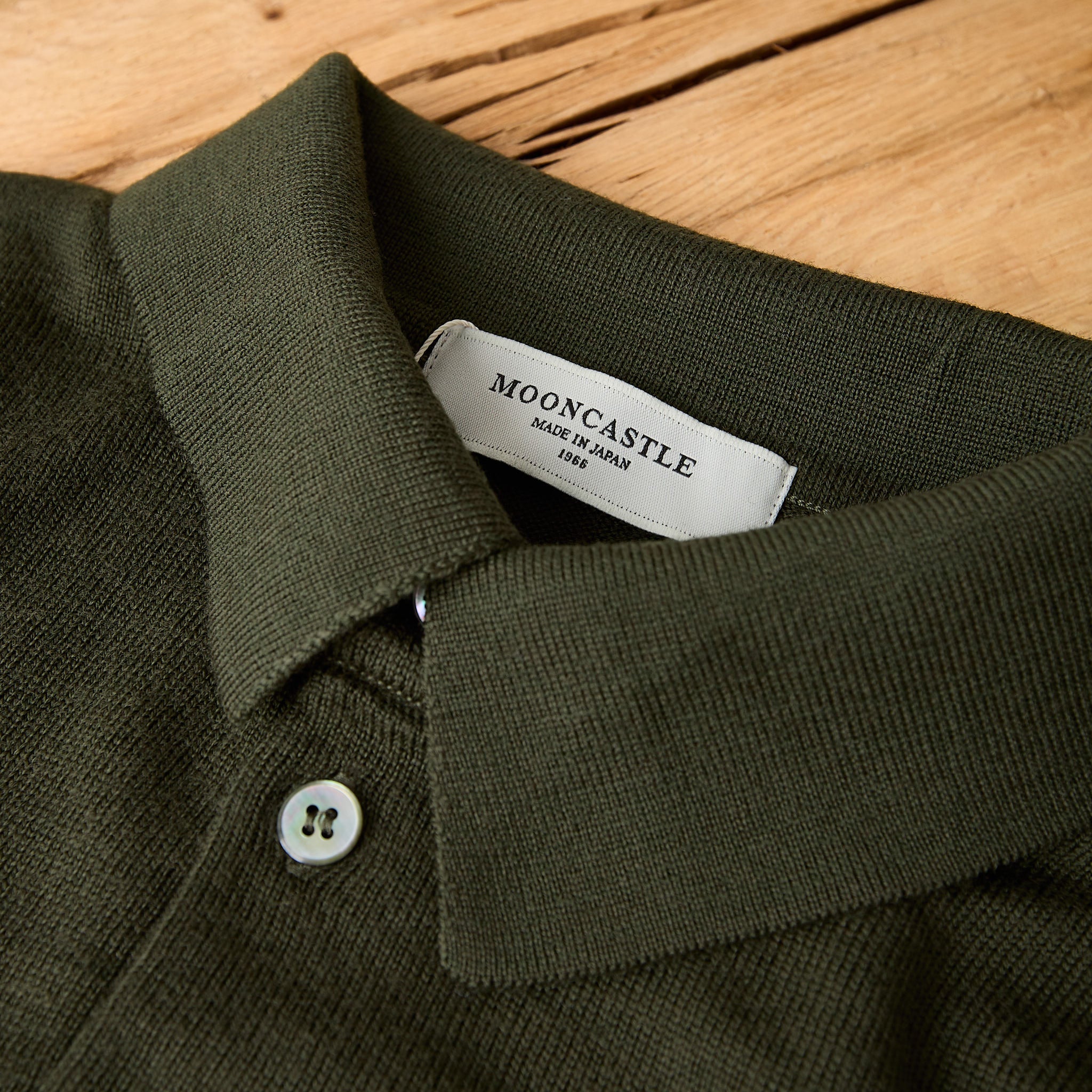 mooncastle | wool polo neck knit dark olive - Image 3