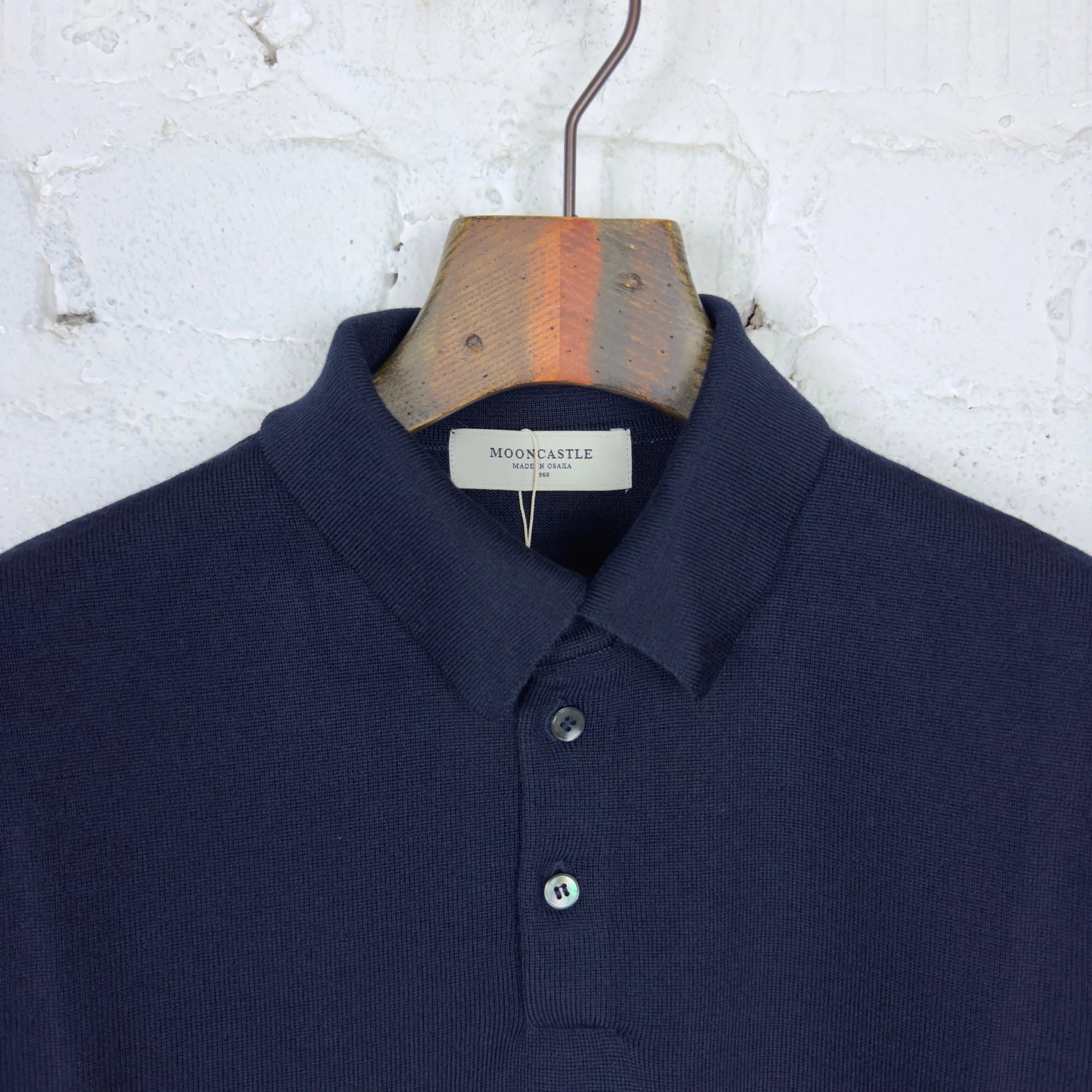 mooncastle | wool polo neck knit navy - Image 3