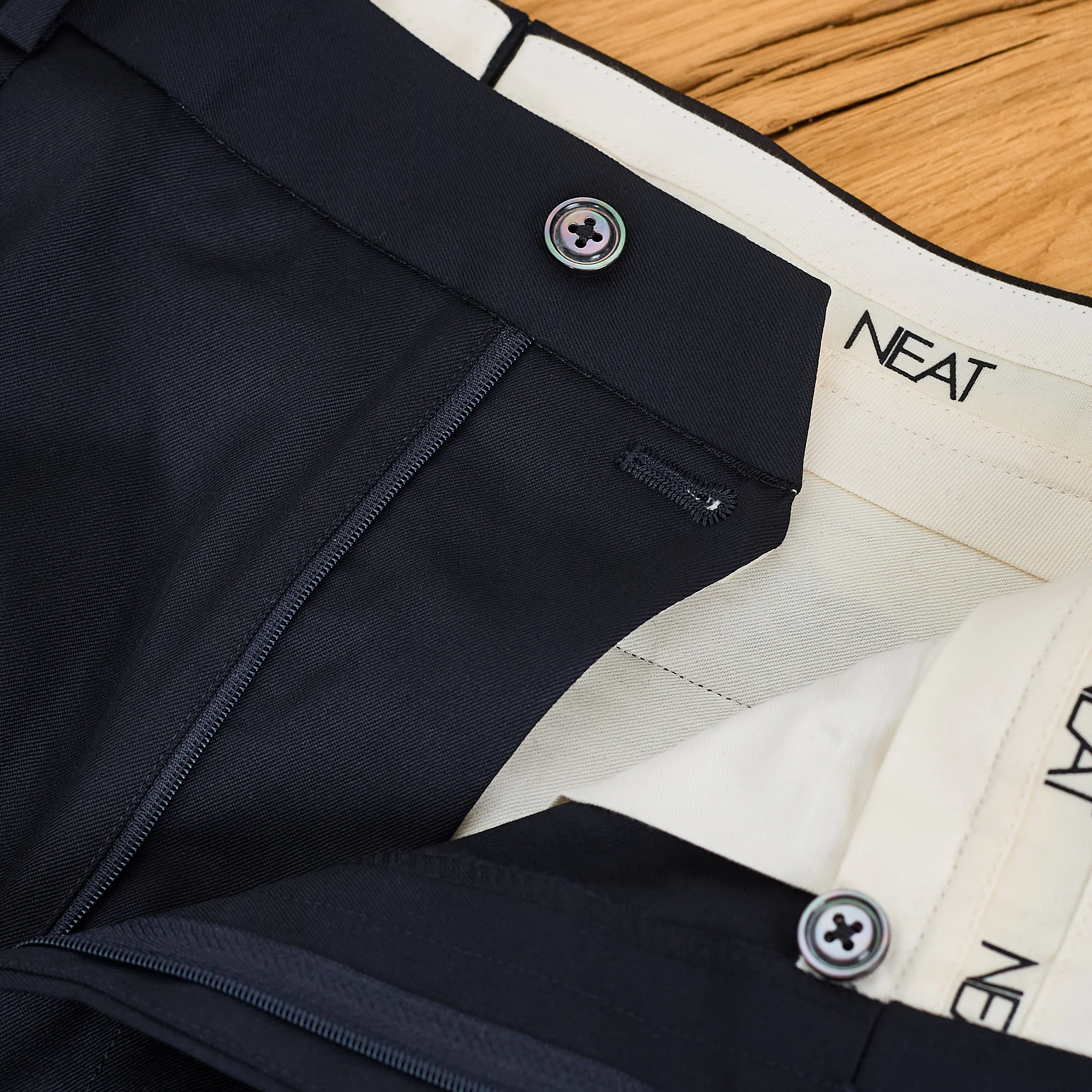 neat | wool gabardine neat chino navy - Image 6