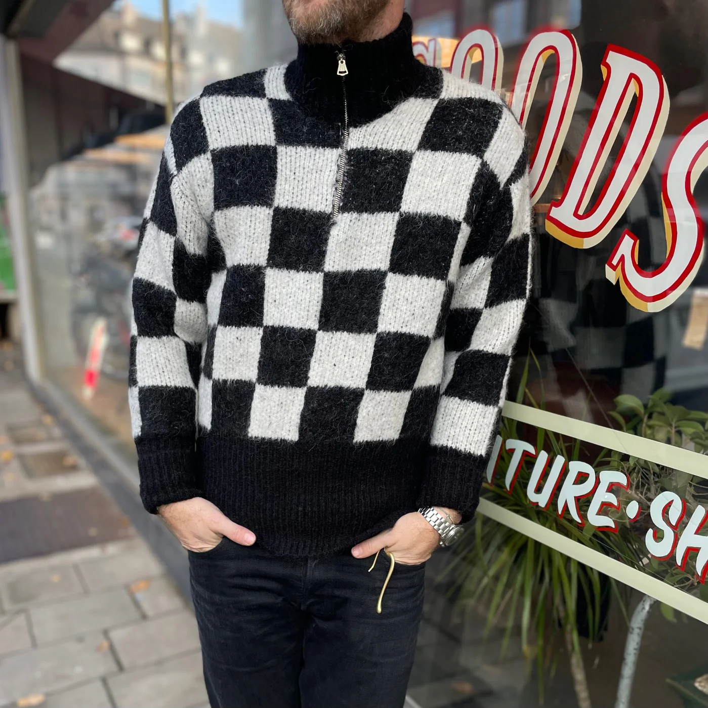 nine lives | mohair cobain in the membrane sweater - racing black & white - Image 2