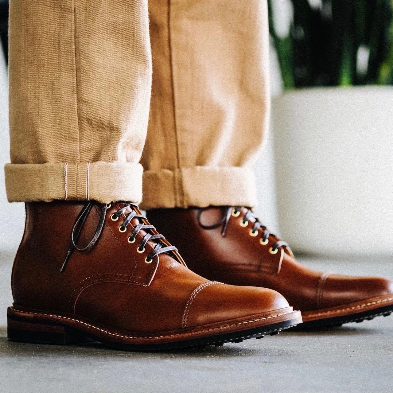 oak street bootmakers | cognac dainite cap-toe lakeshore boot - Image 2