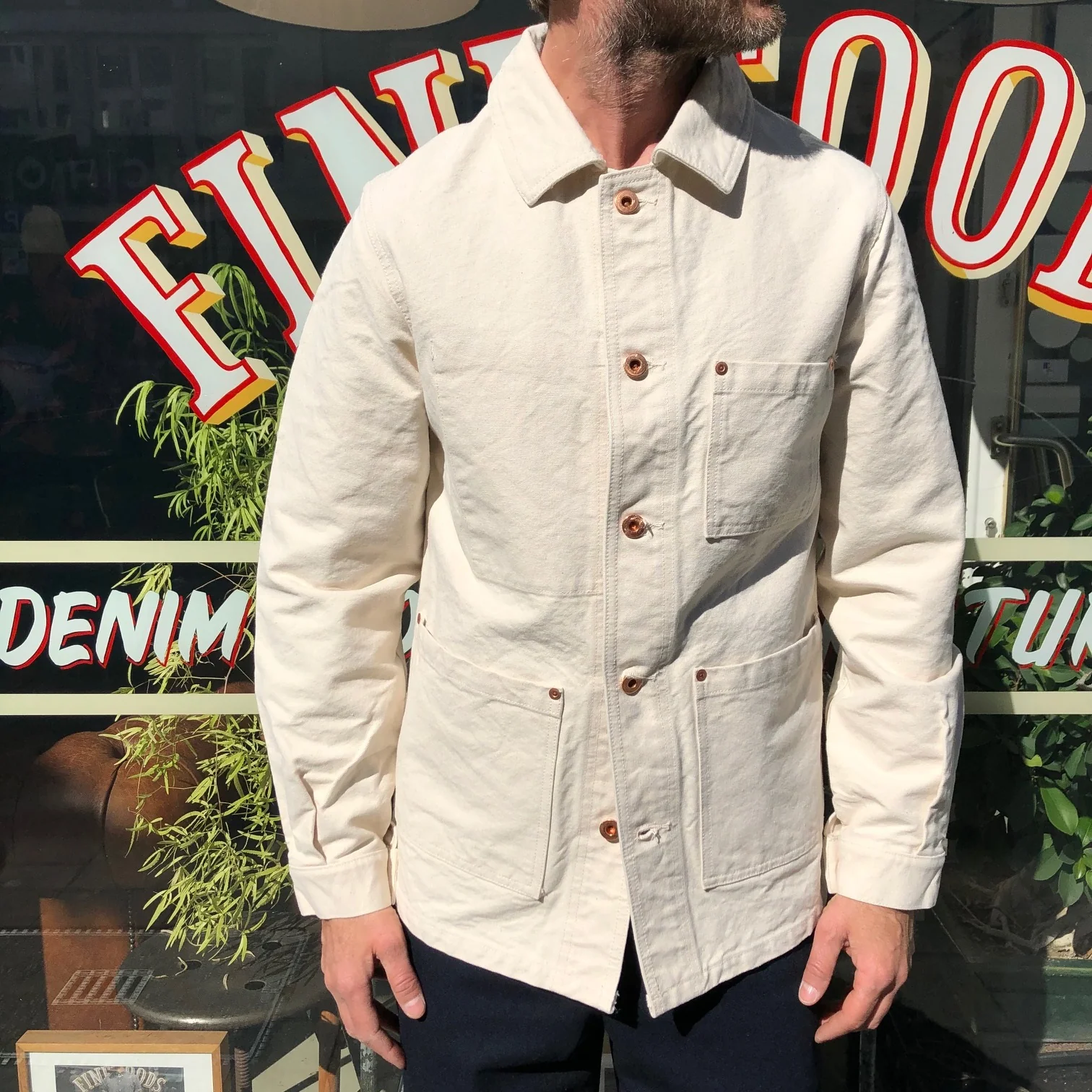 old but gold | french work jacket hampu (duck canvas) ecru - Image 4