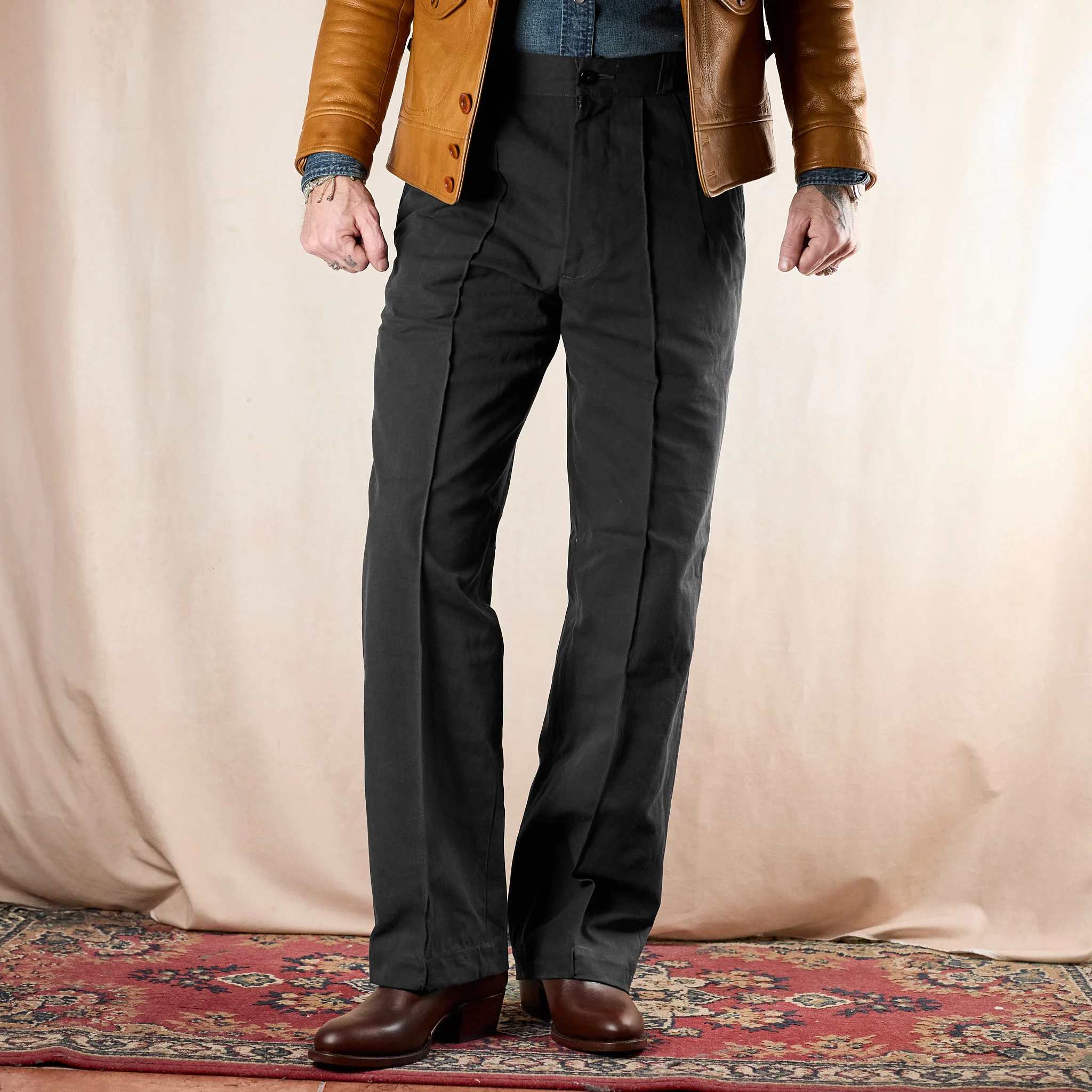 old joe brand | front tuck army trouser - black - Image 2