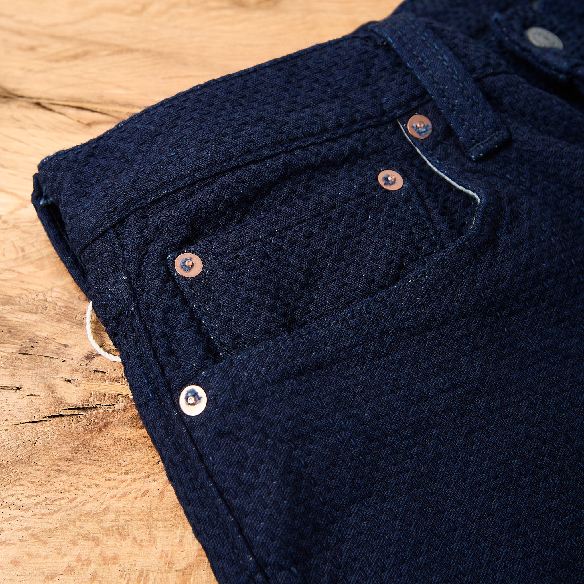 omoto denim | 0621 15oz ori-sashi sashiko relax fit - Image 5