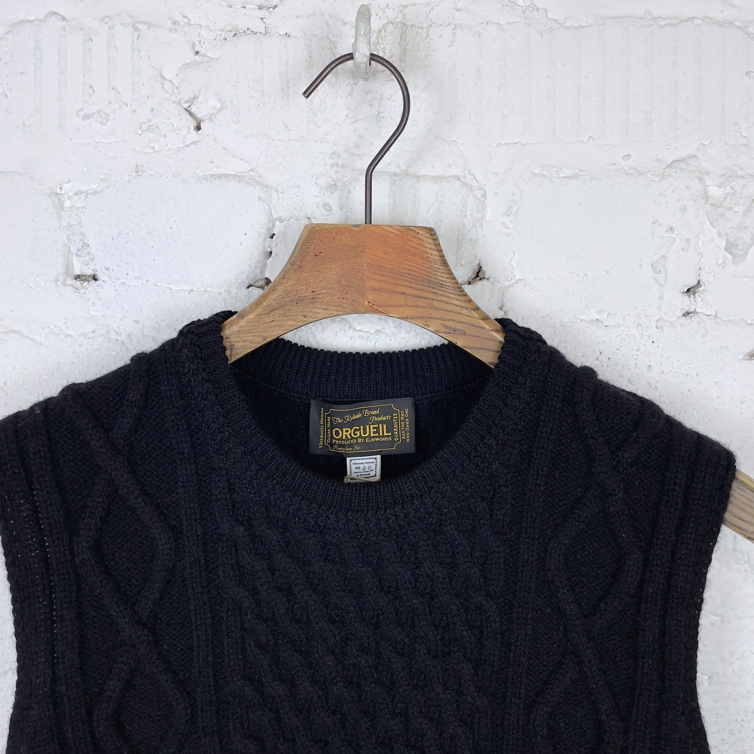 orgueil | or-4247 cable knit gilet black - Image 2
